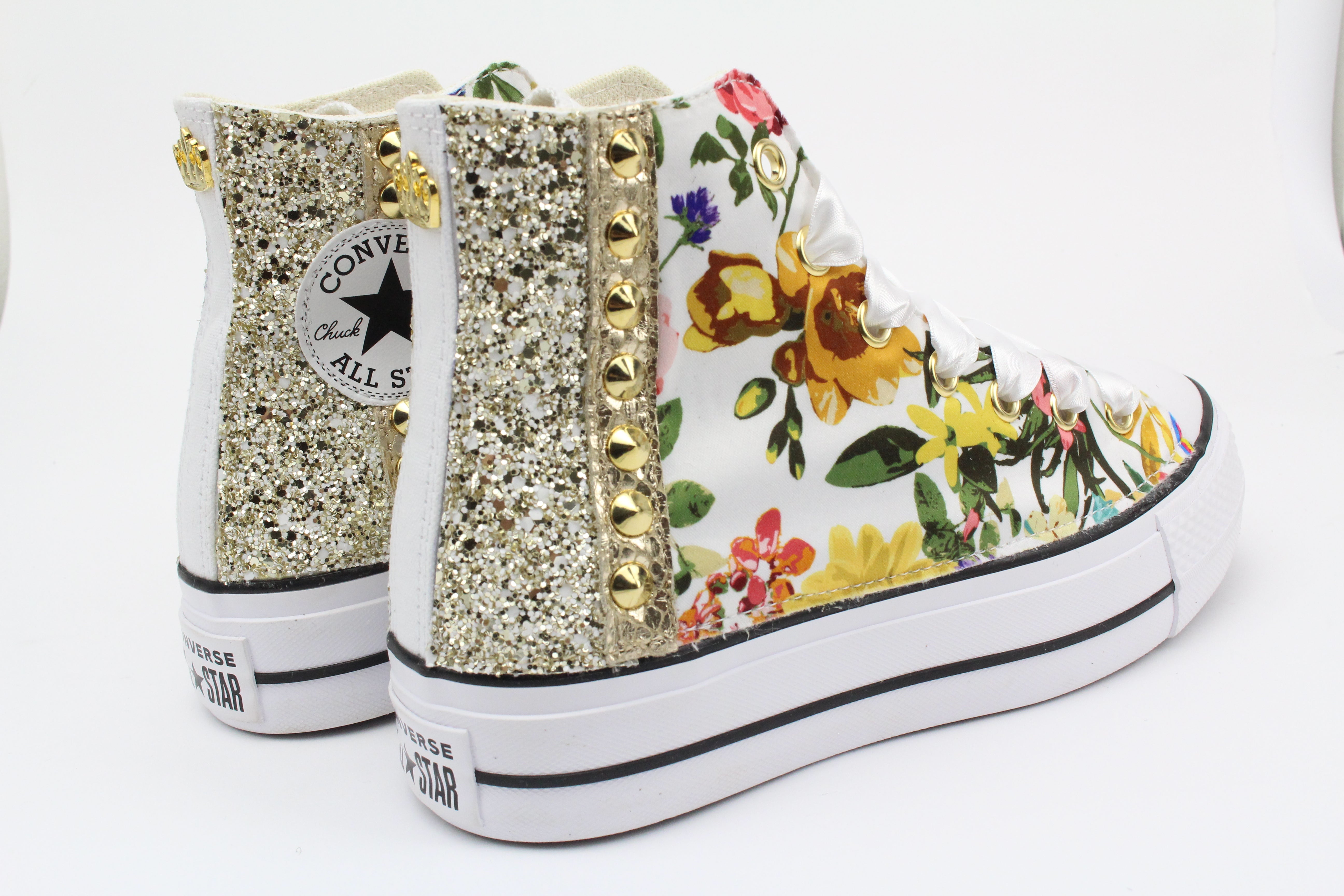 Converse All Star Platform Fiori Glitter & Borchie