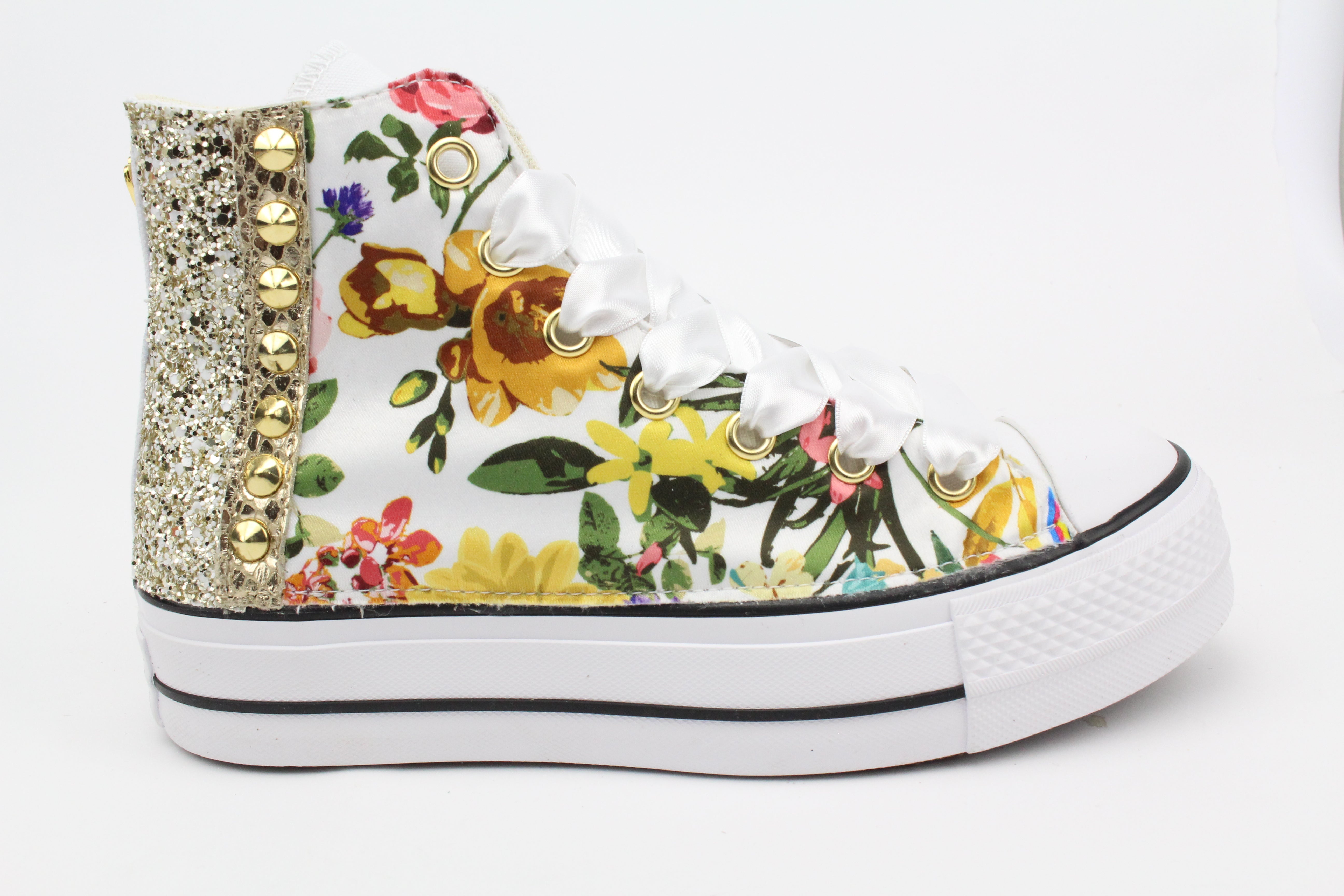 Converse All Star Platform Fiori Glitter & Borchie