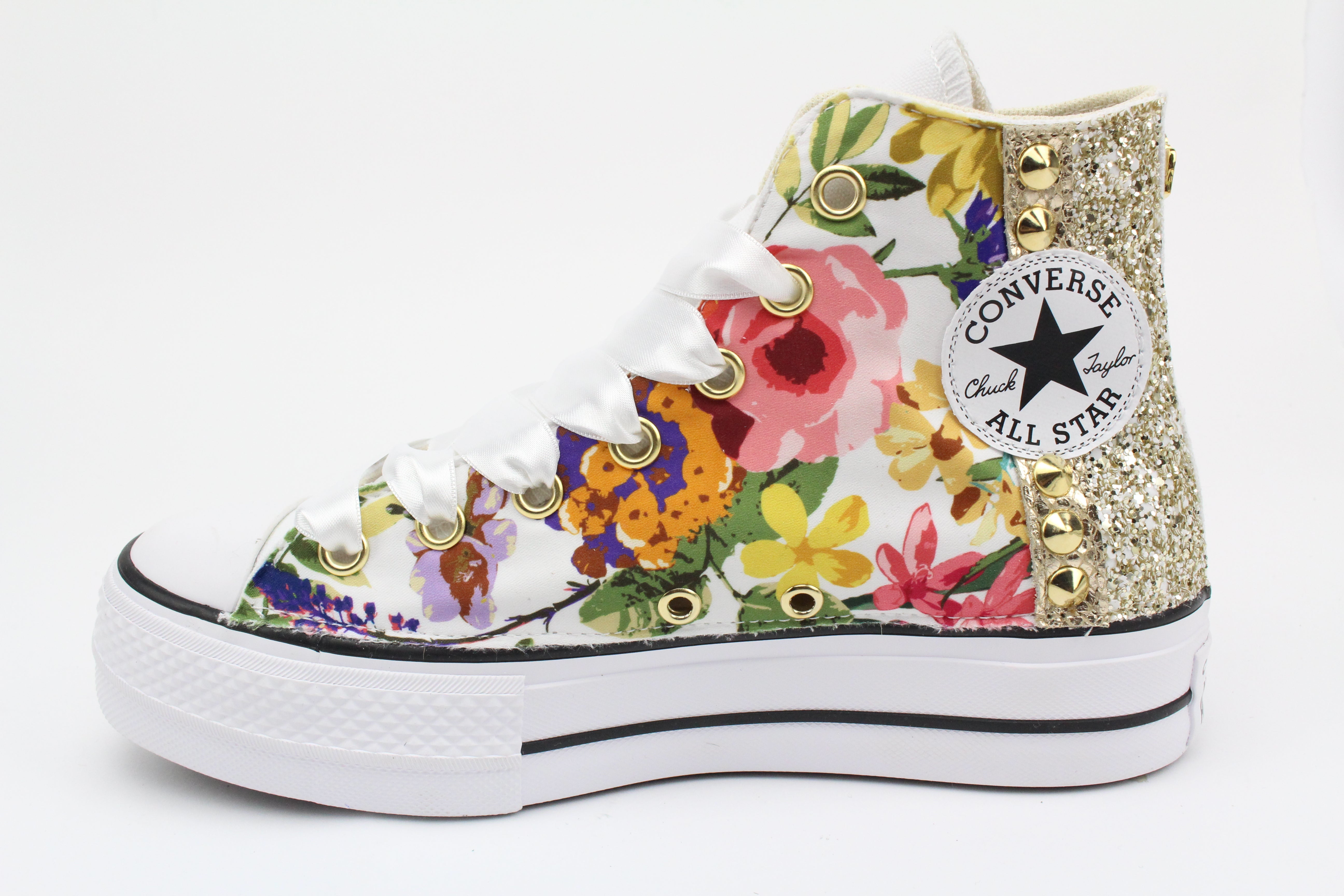 Converse All Star Platform Fiori Glitter & Borchie