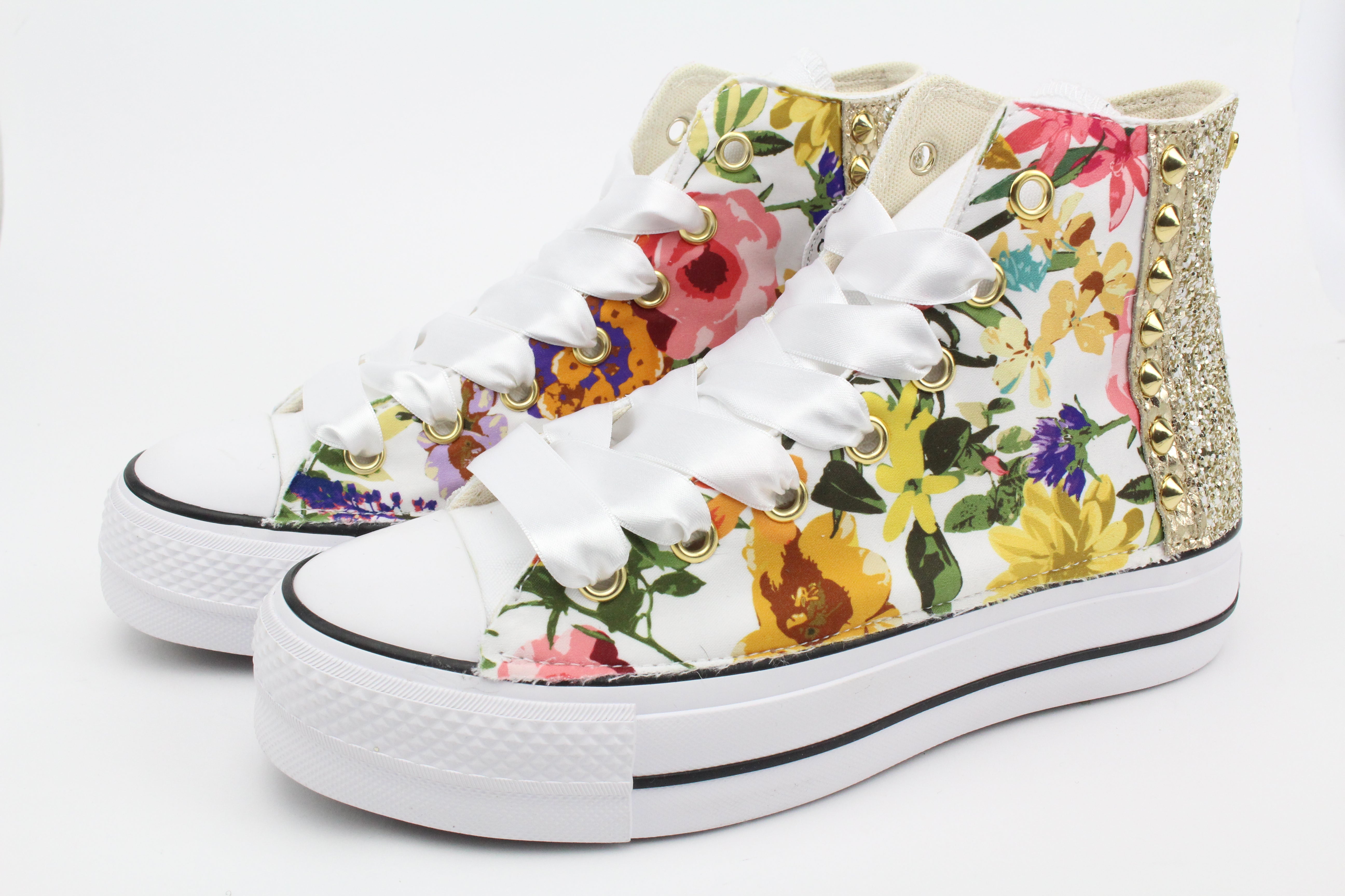 Converse All Star Platform Fiori Glitter & Borchie