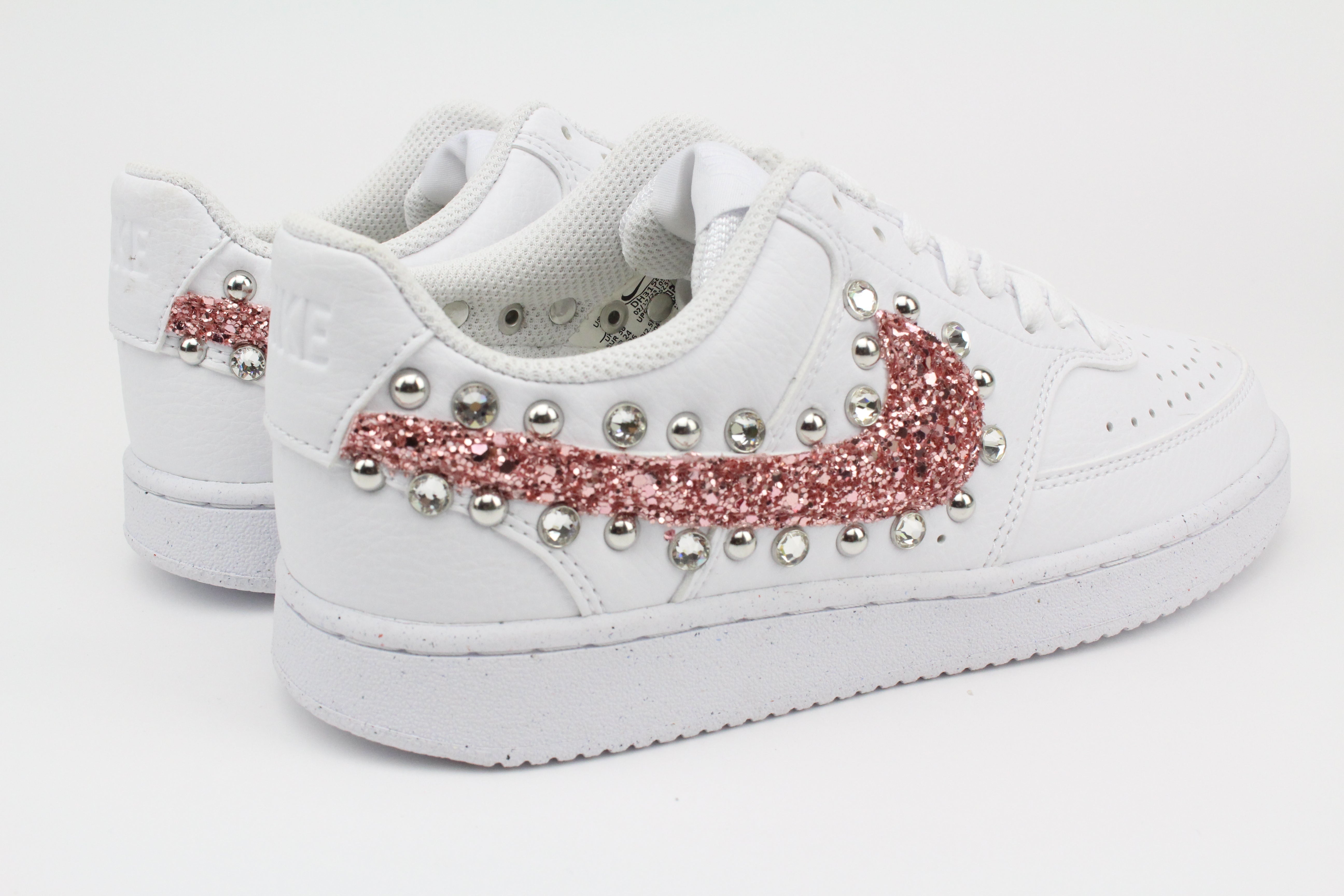 Nike Court Vision Low Pink Glitter Borchie & Strass