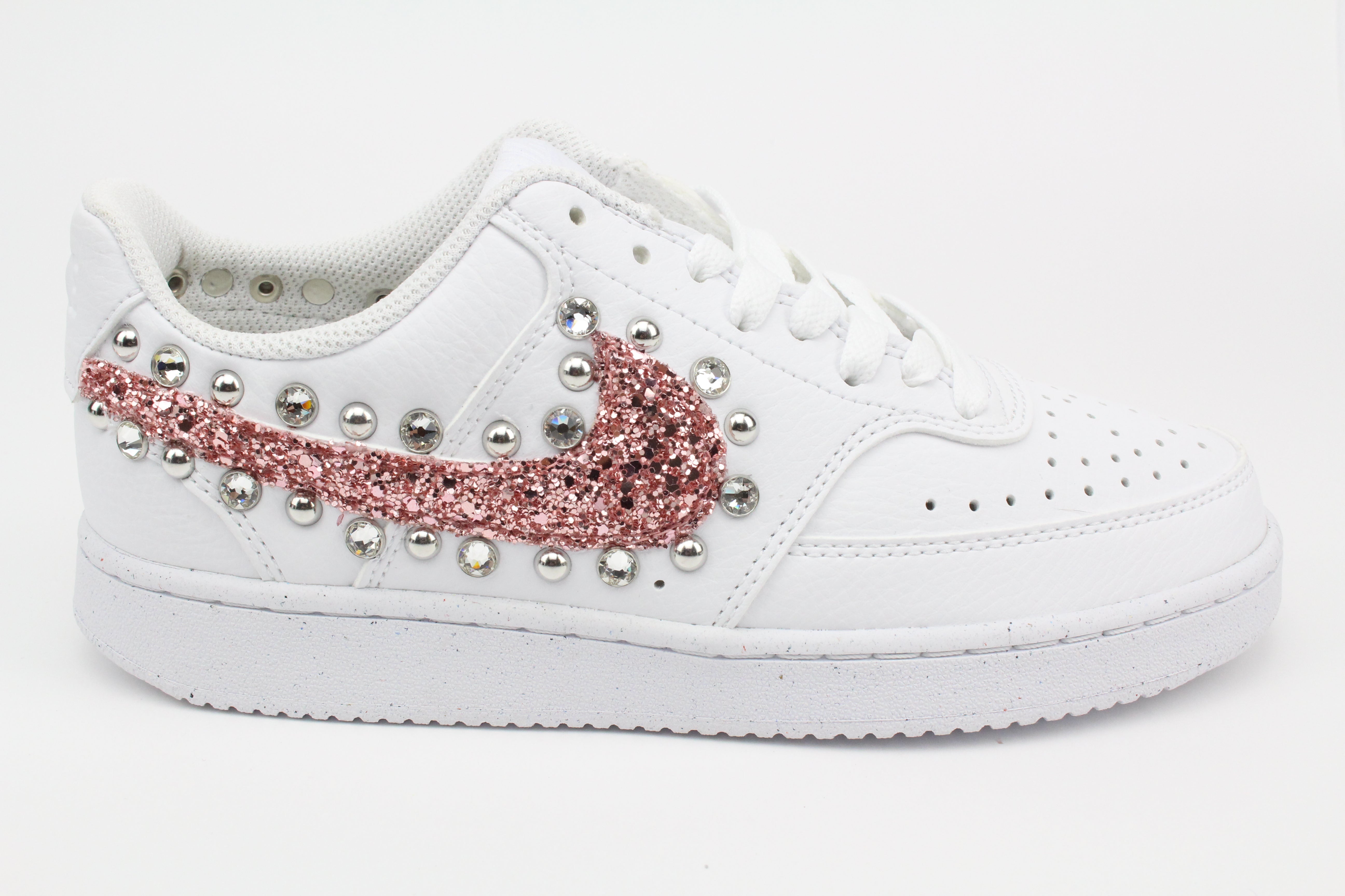 Nike Court Vision Low Pink Glitter Borchie & Strass