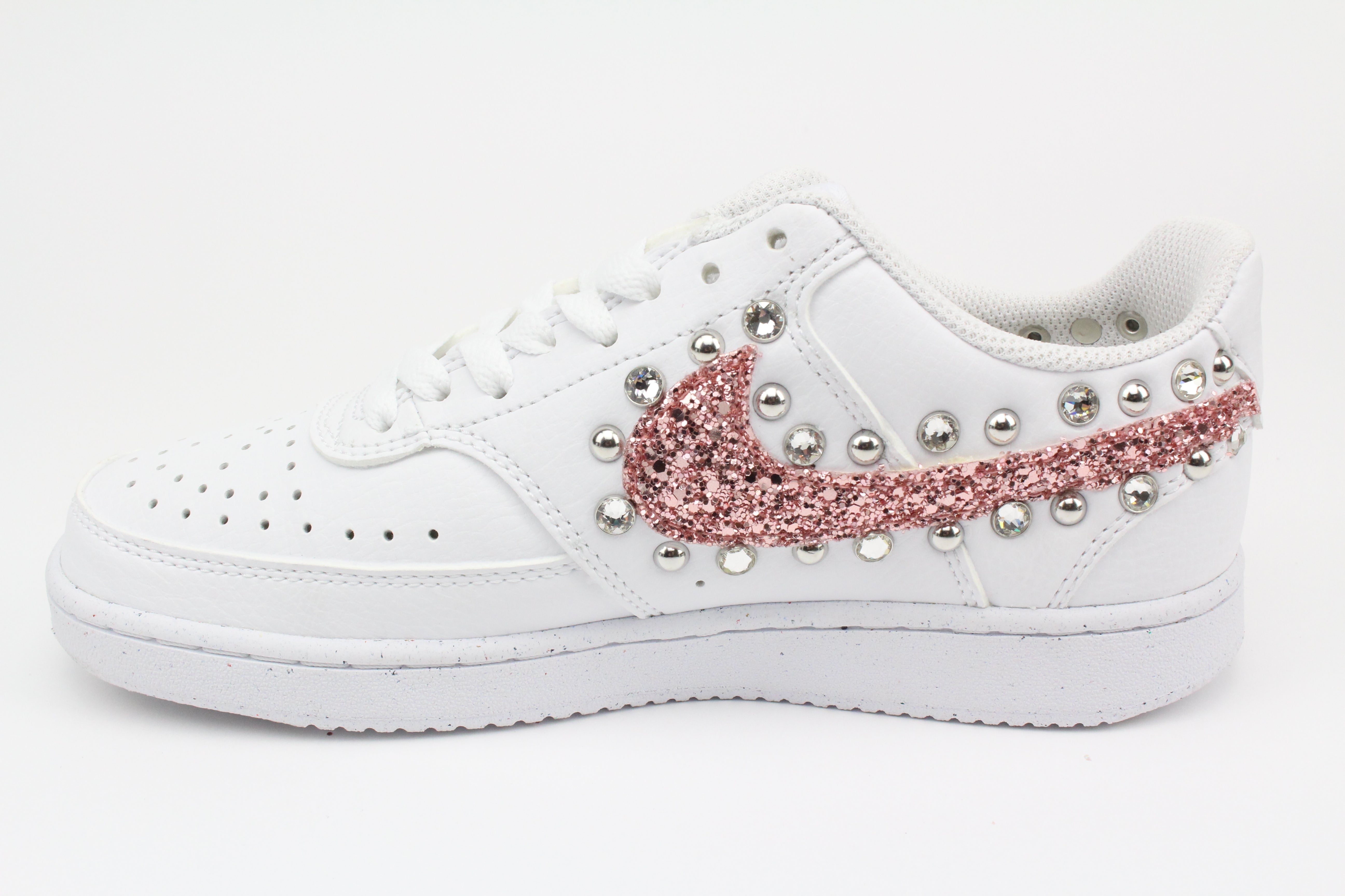 Nike Court Vision Low Pink Glitter Borchie & Strass