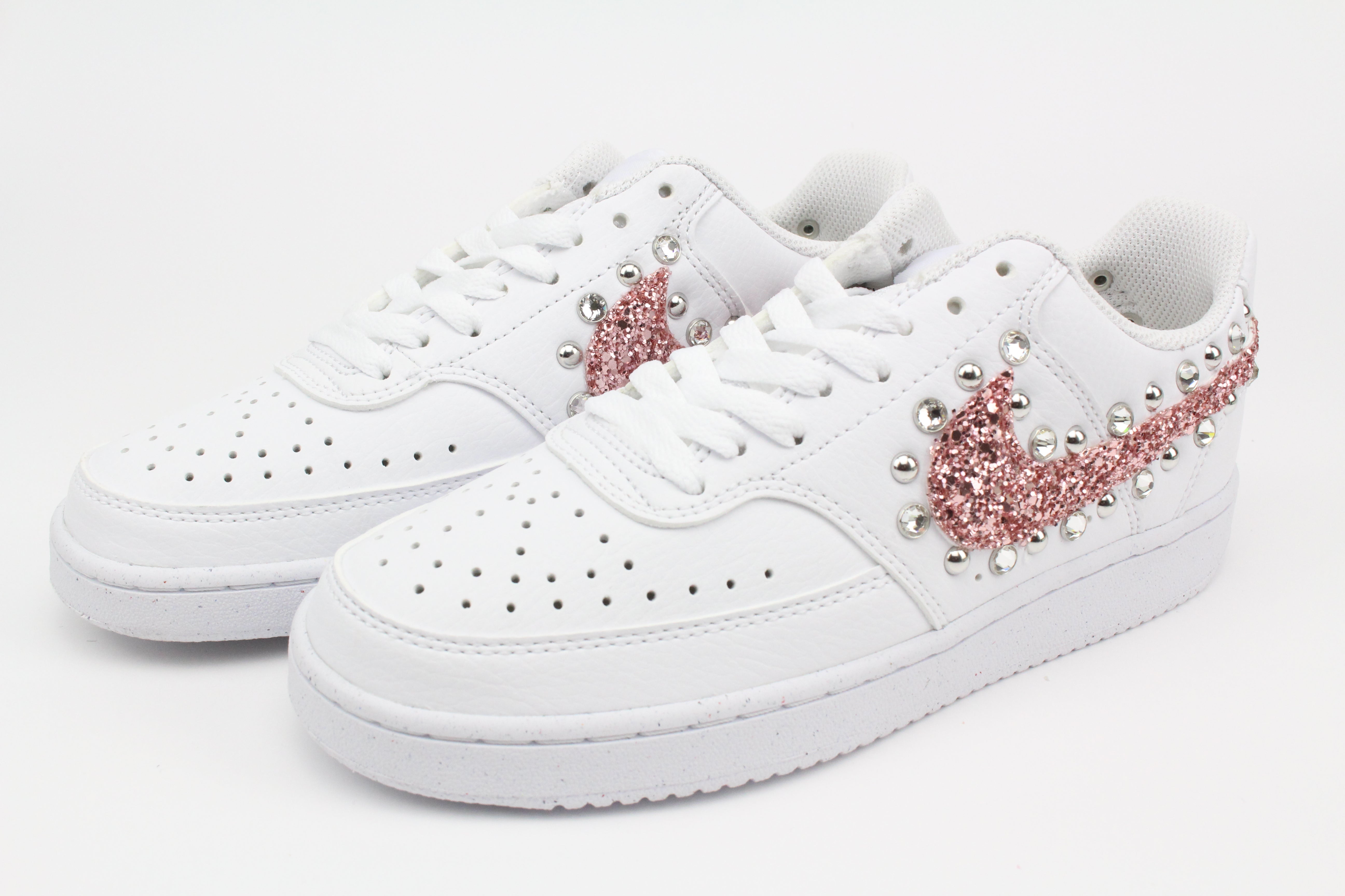 Nike Court Vision Low Pink Glitter Borchie & Strass