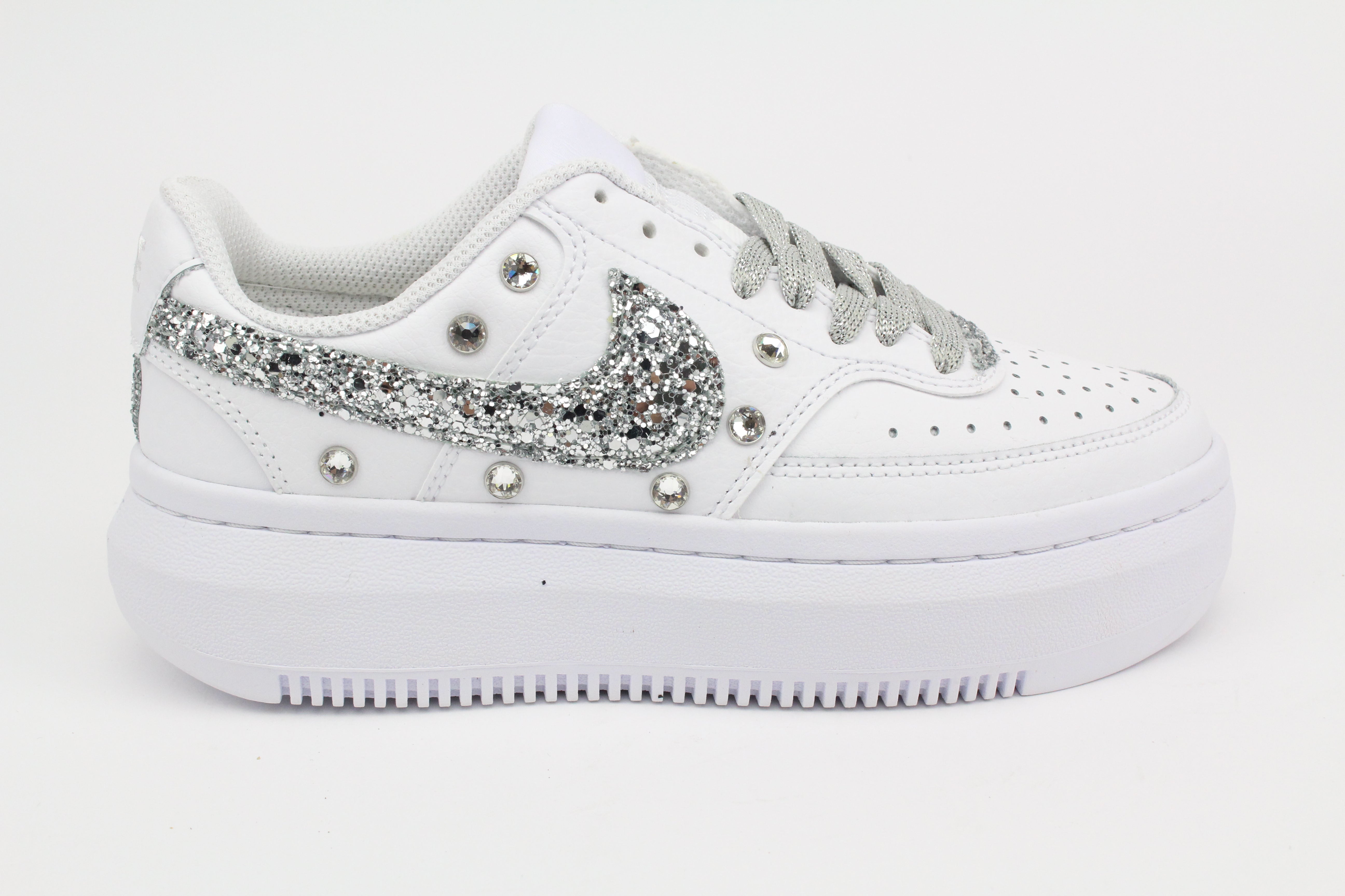 Nike Court Vision Low Platform Silver Glitter & Strass