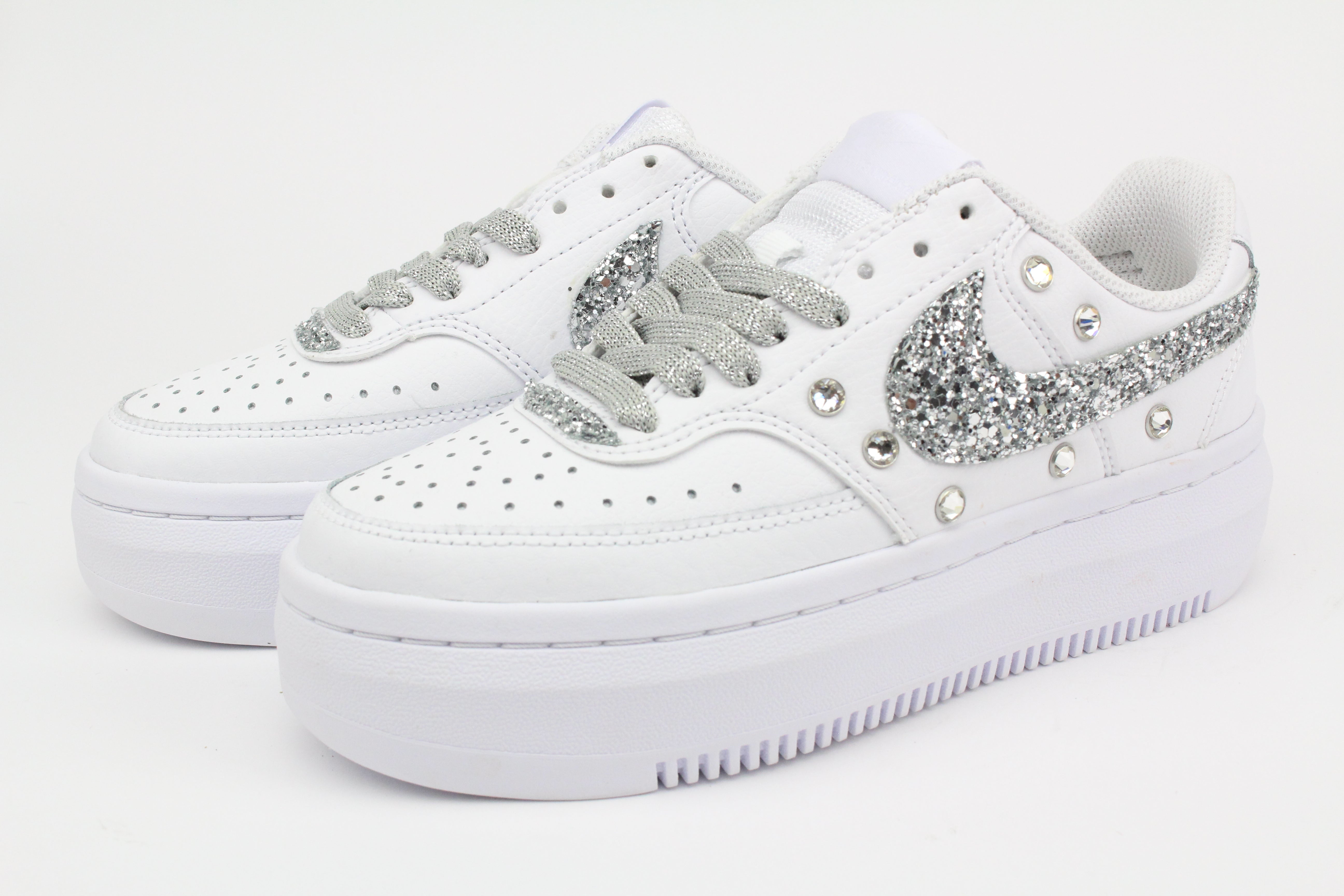 Nike Court Vision Low Platform Silver Glitter & Strass