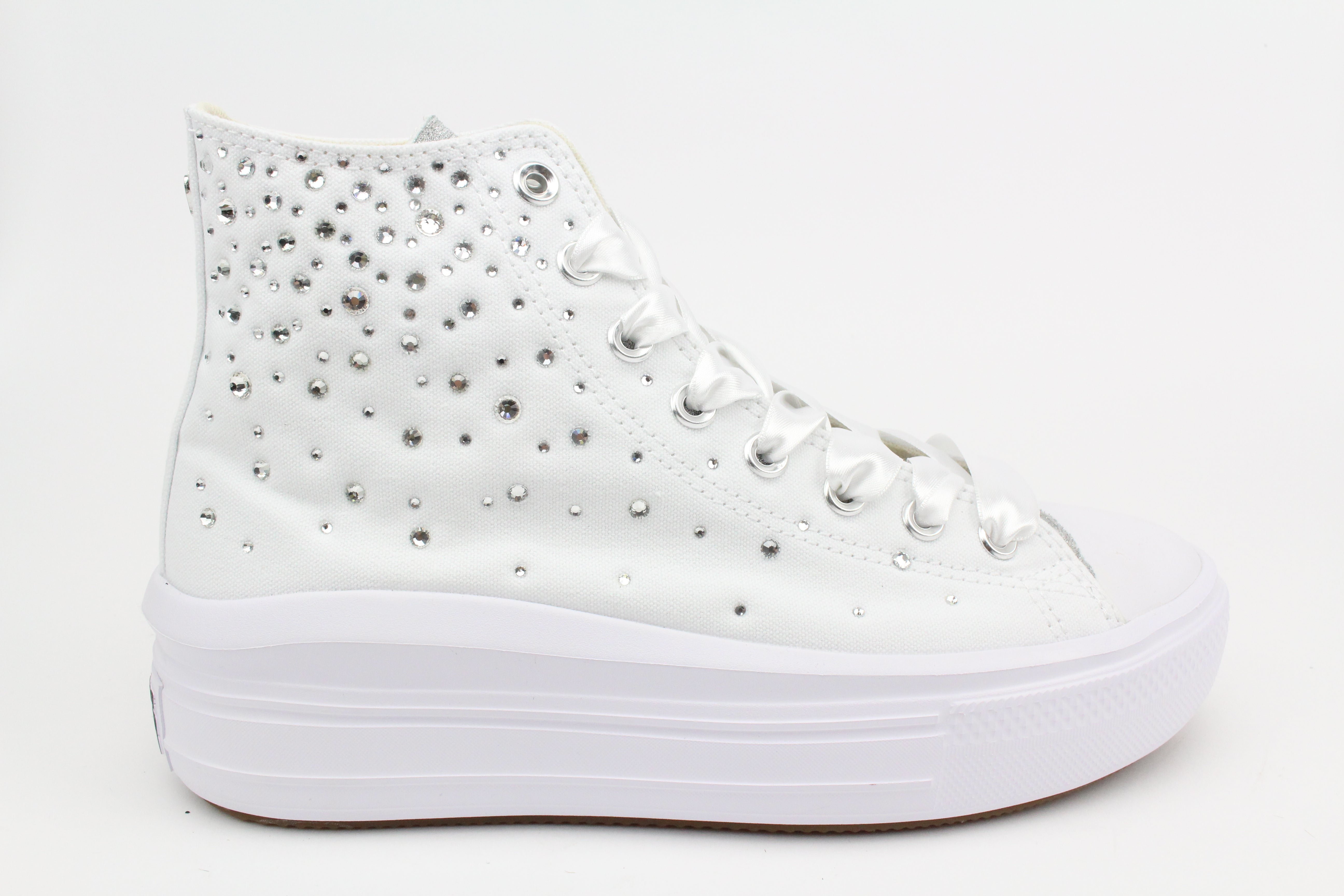Converse All Star Move White Strass Termo Cristal & Glitter
