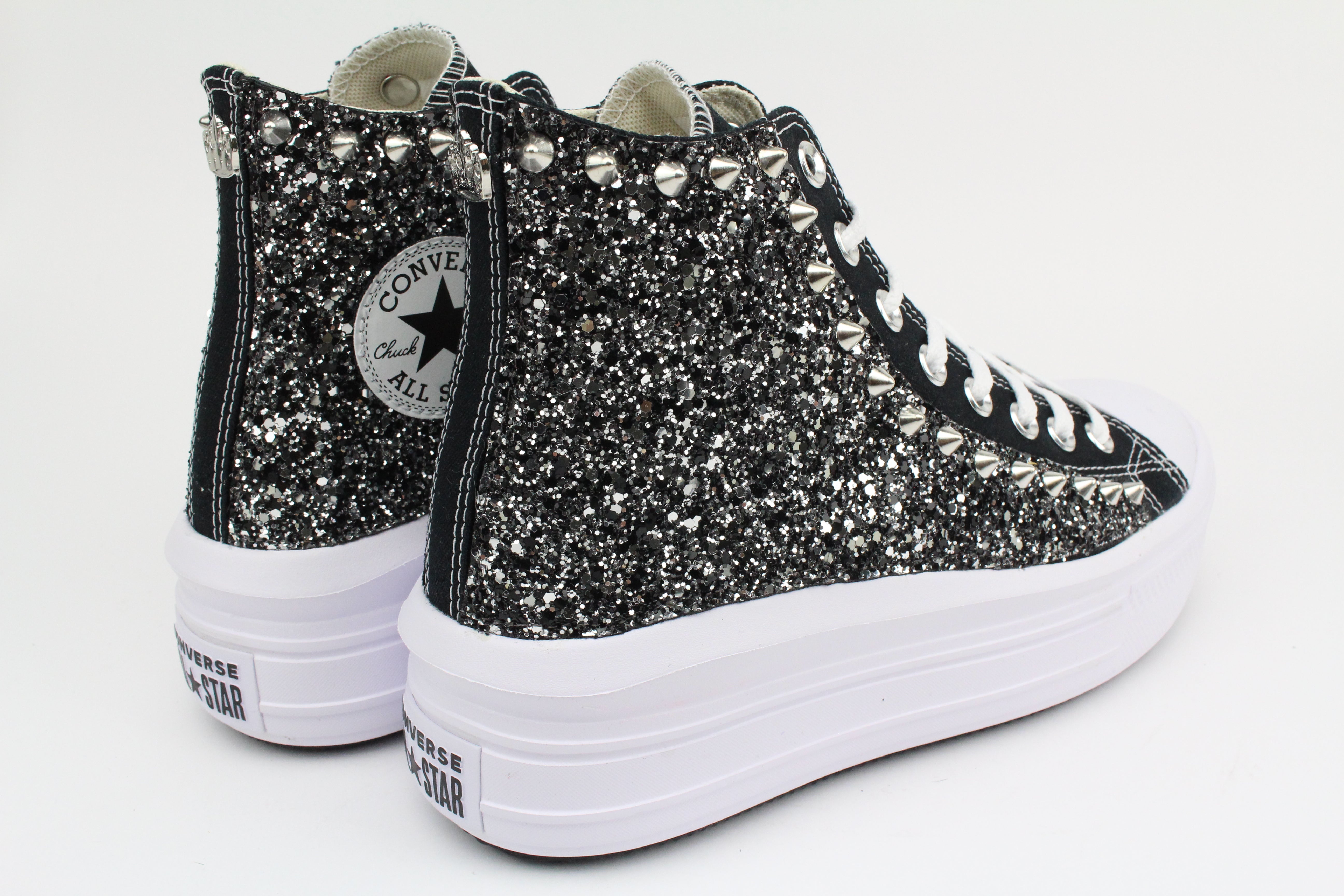 Converse All Star Move Black Total Glitter & Borchie