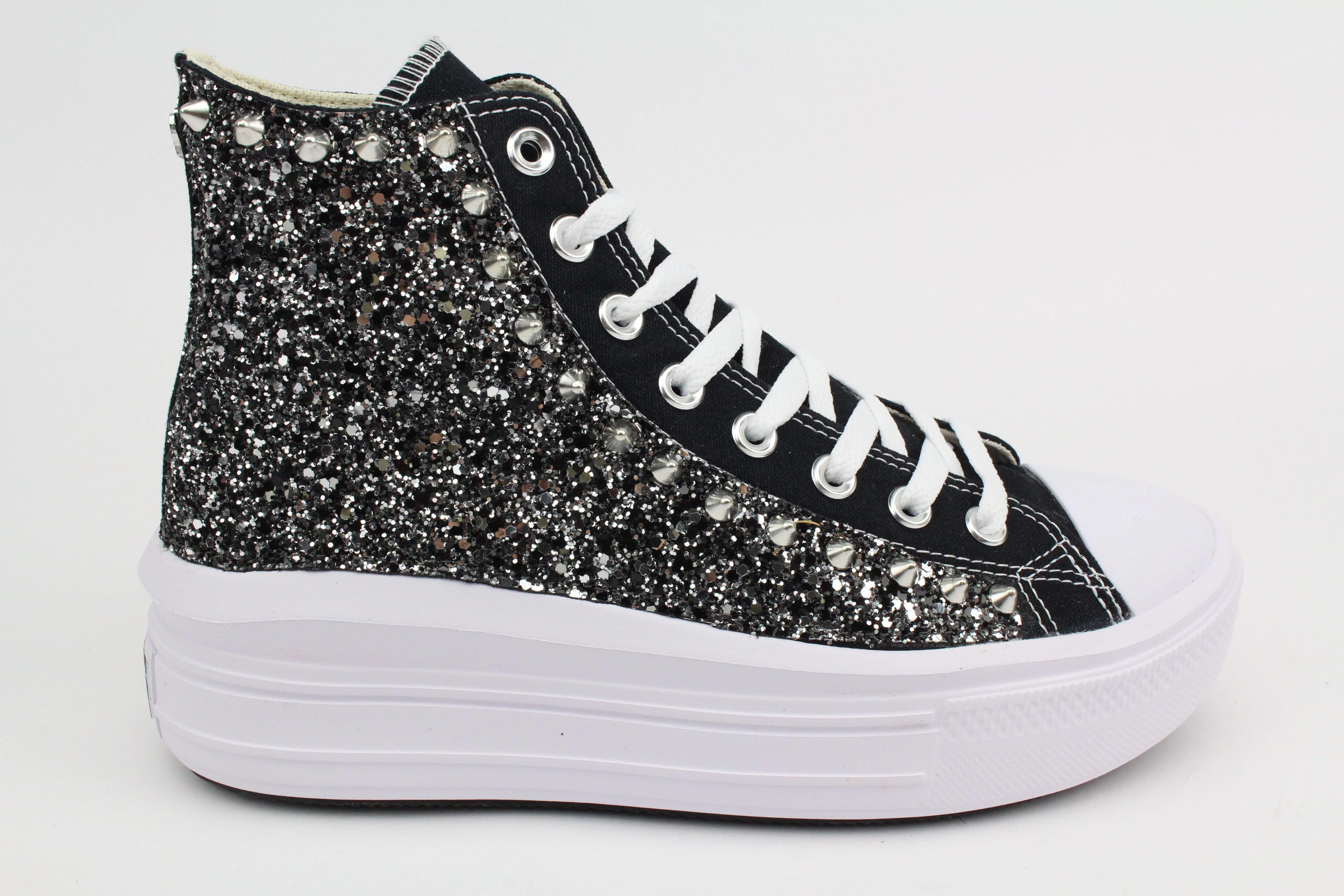 Converse All Star Move Black Total Glitter & Borchie
