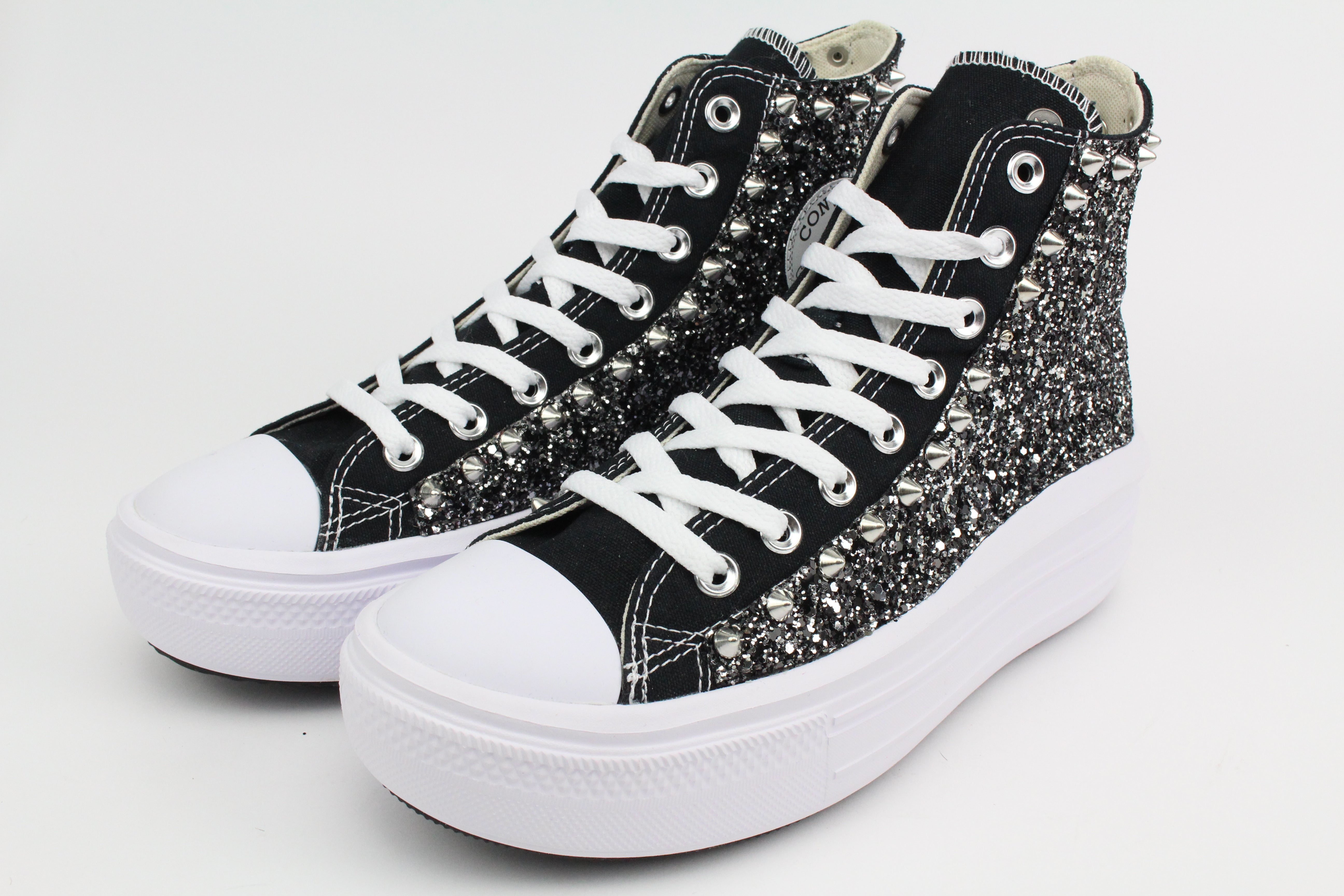 Converse All Star Move Black Total Glitter & Borchie