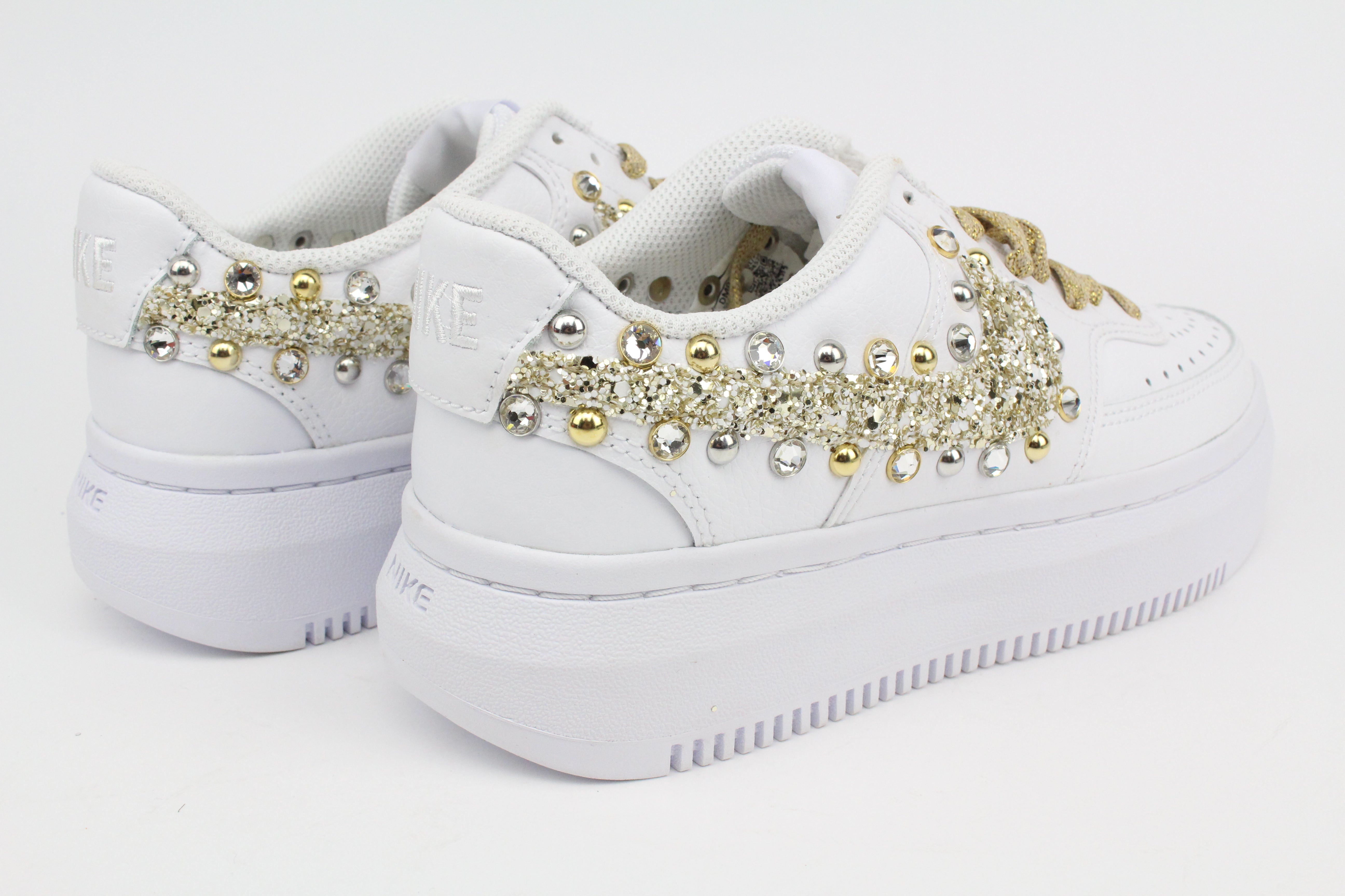 Nike Court Vision Low Platform Champagne Glitter Borchie & Strass