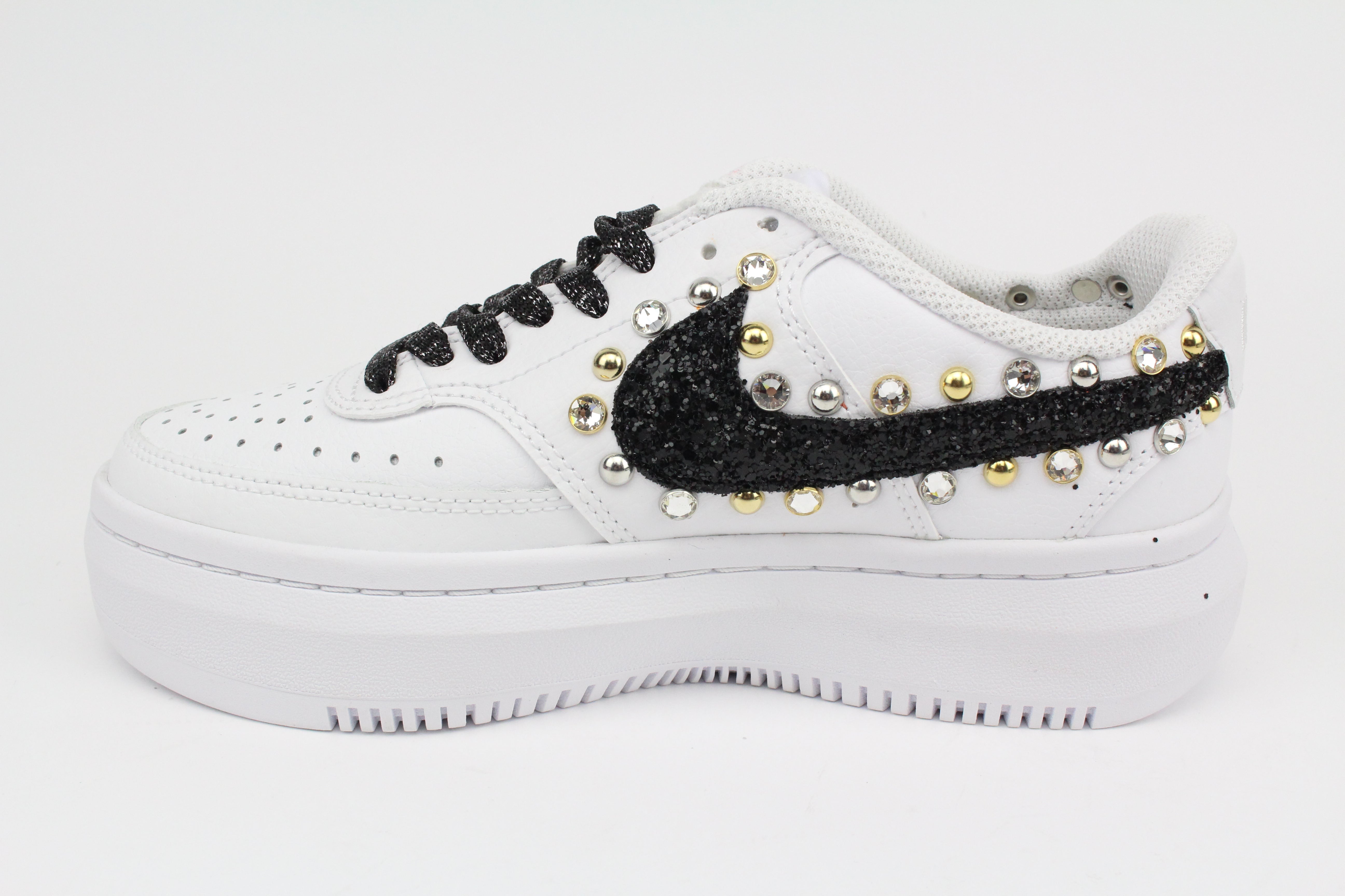 Nike Court Vision Low Platform Black Glitter Borchie & Strass