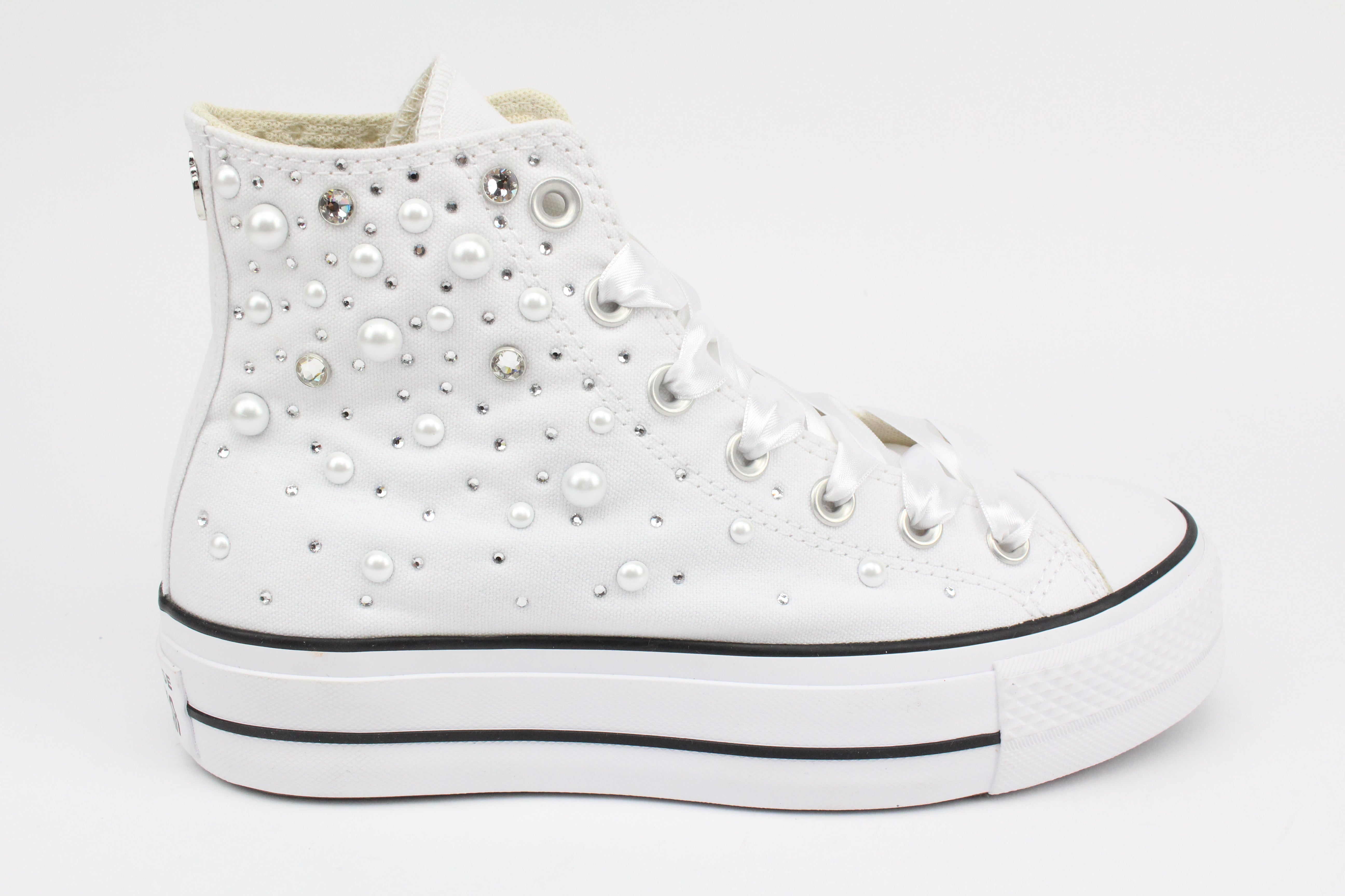 Converse All Star Platform White Strass Termo Cristal & Perle