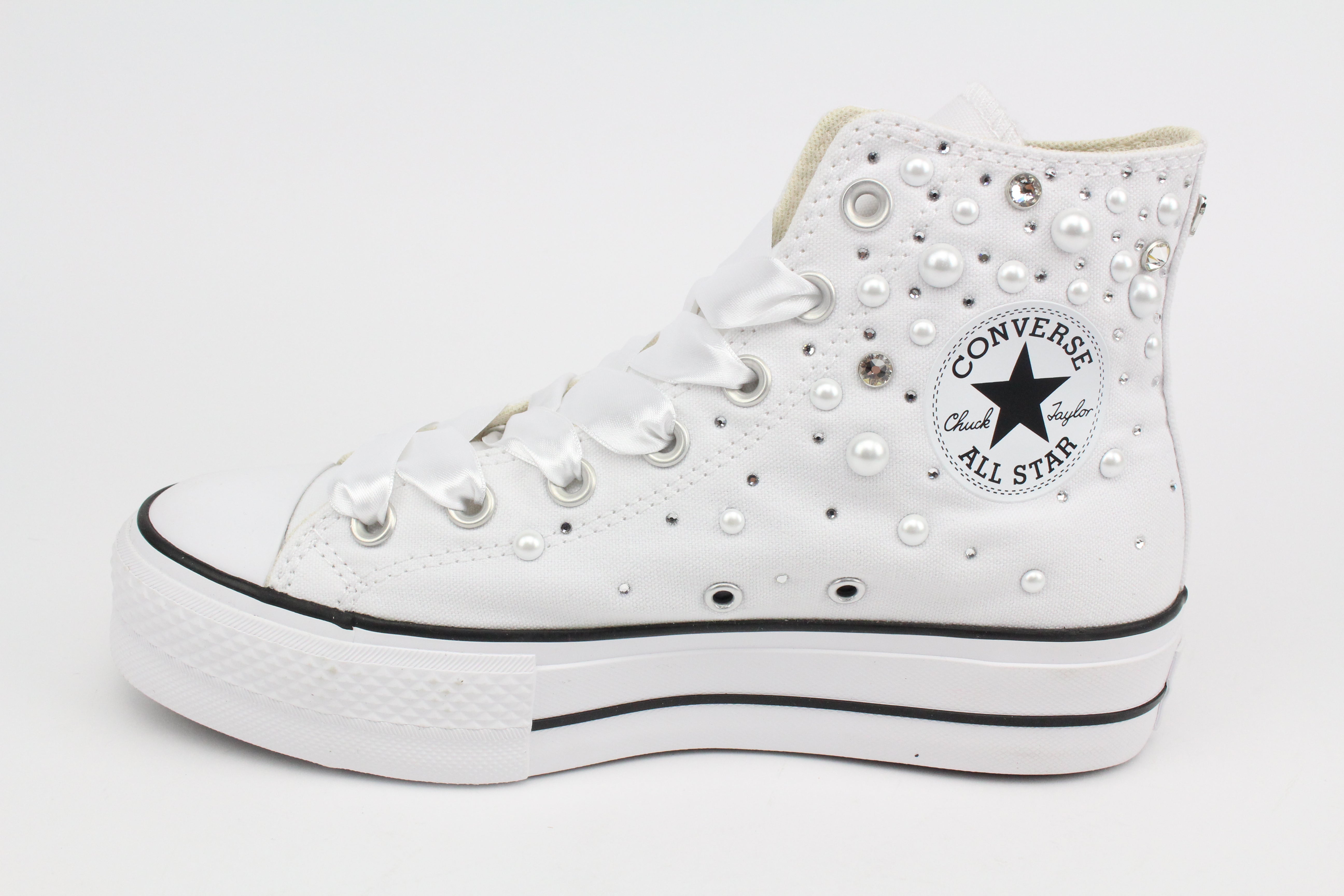 Converse All Star Platform White Strass Termo Cristal & Perle