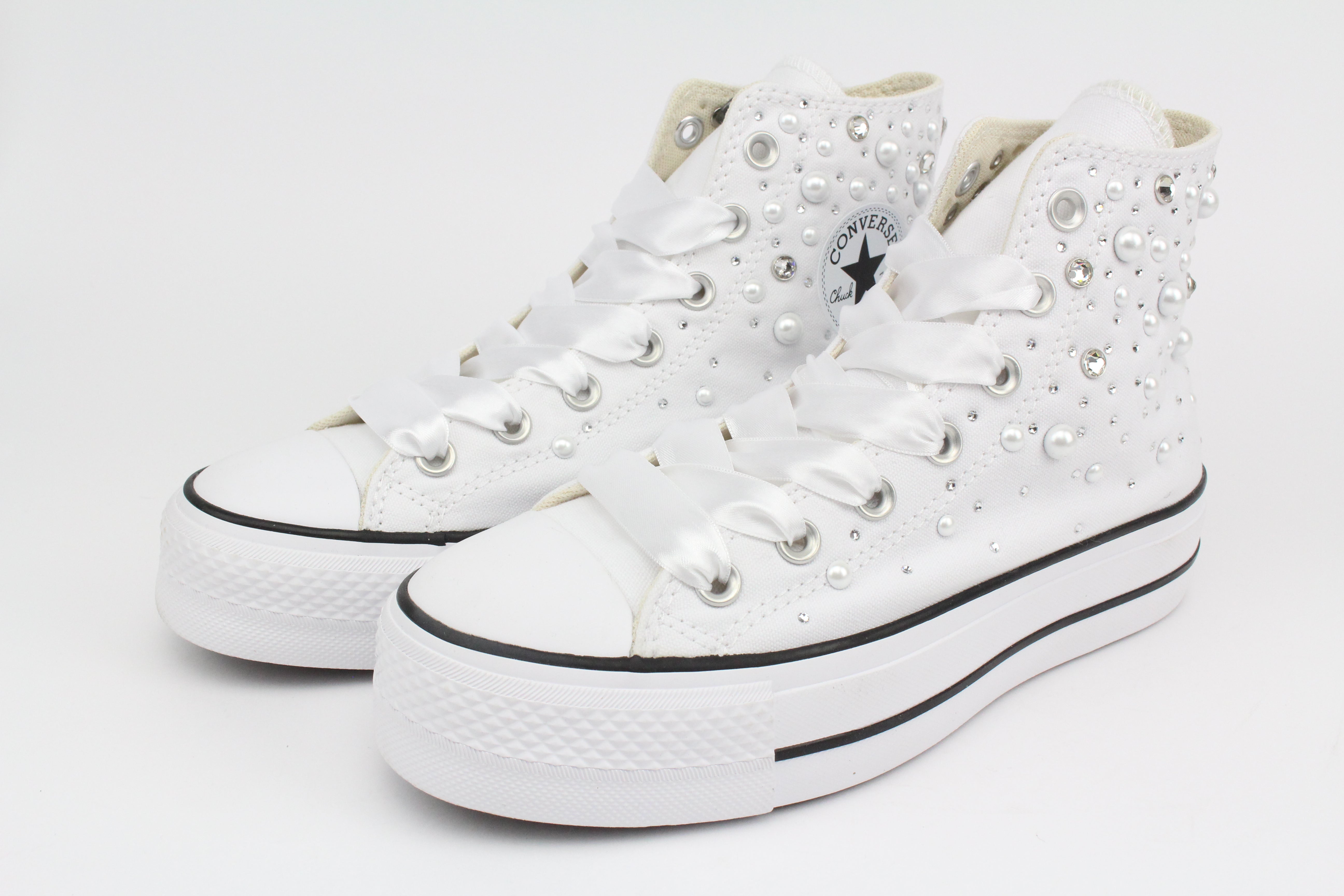 Converse All Star Platform White Strass Termo Cristal & Perle