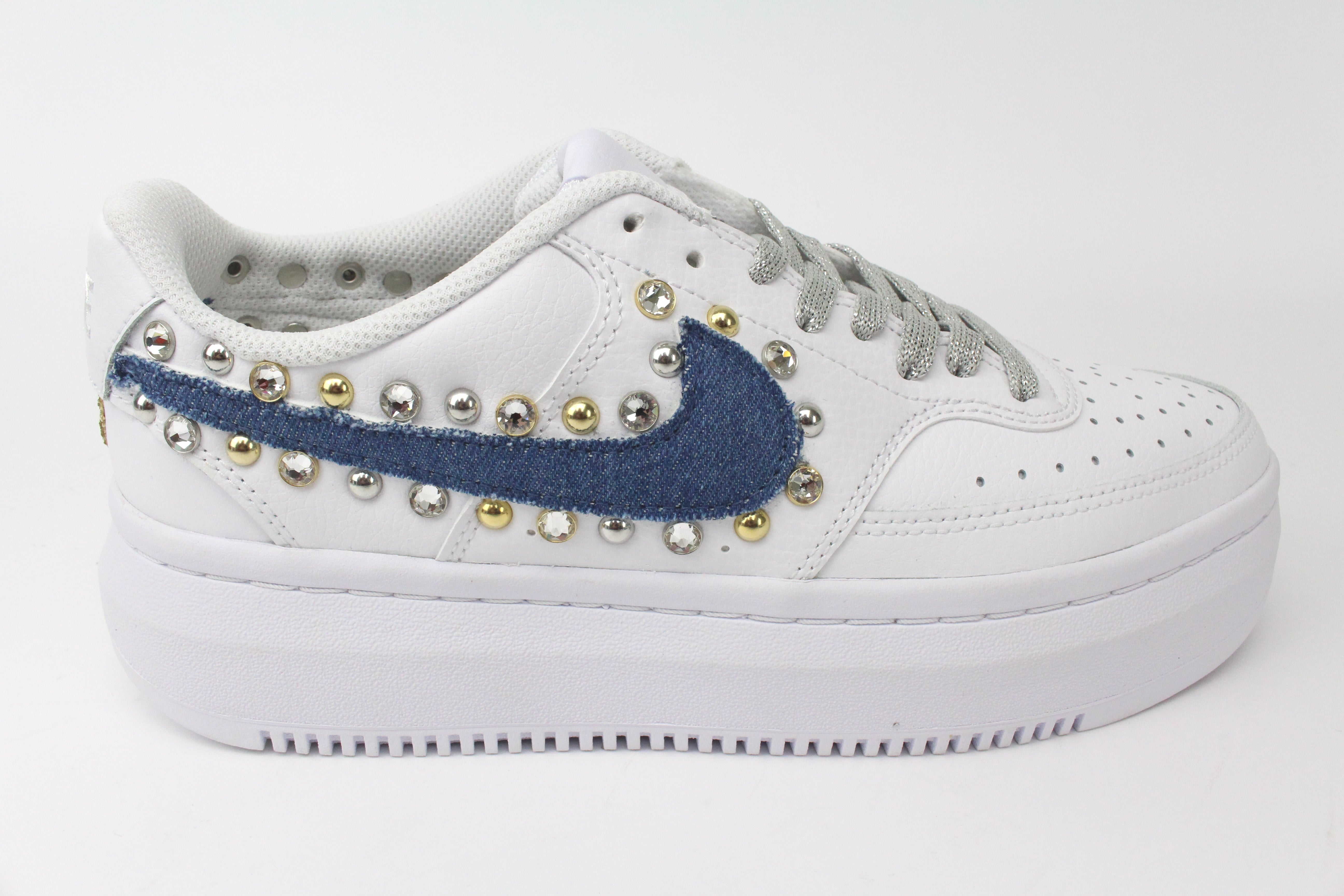 Nike Court Vision Low Platform Jeans Borchie & Strass