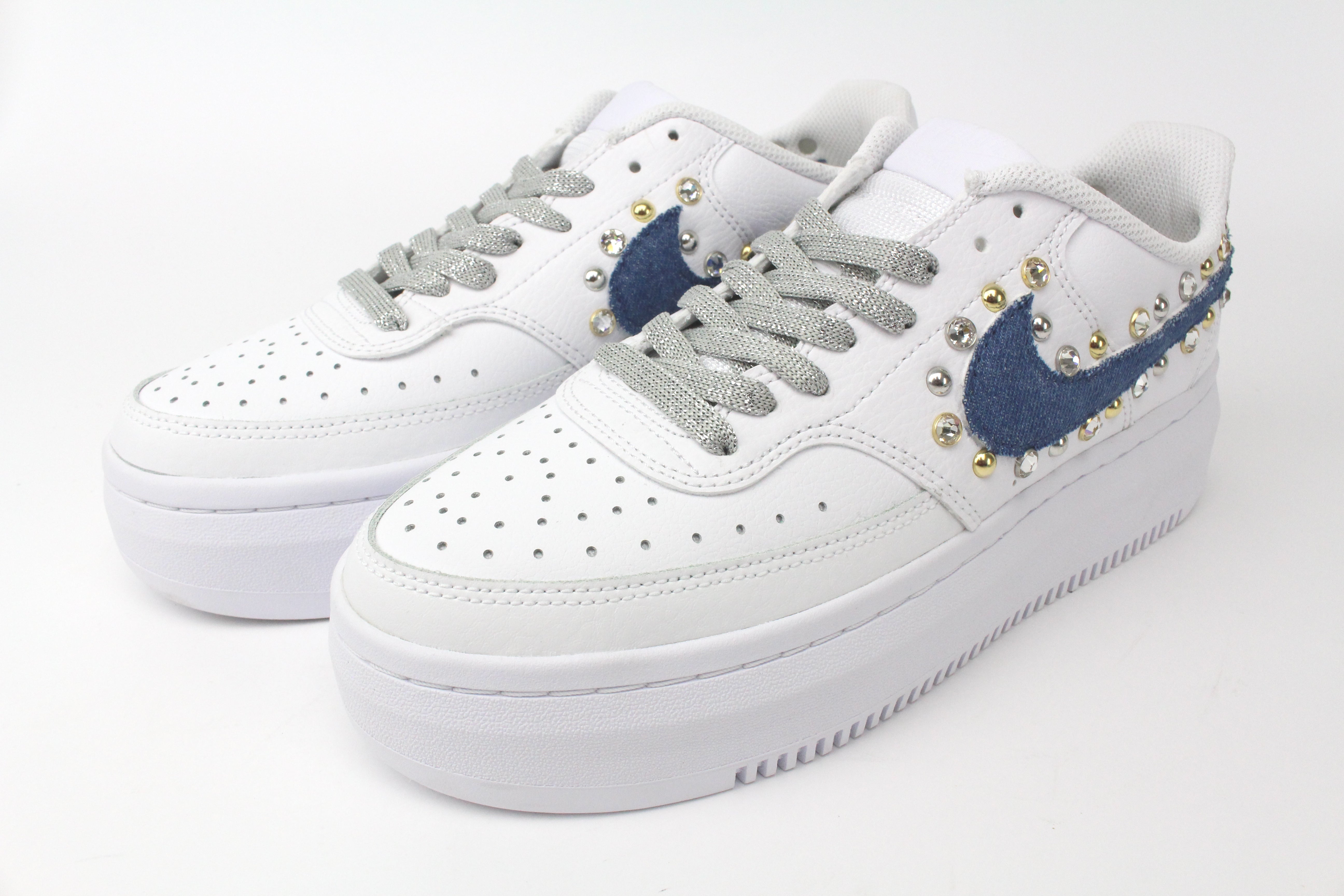 Nike Court Vision Low Platform Jeans Borchie & Strass