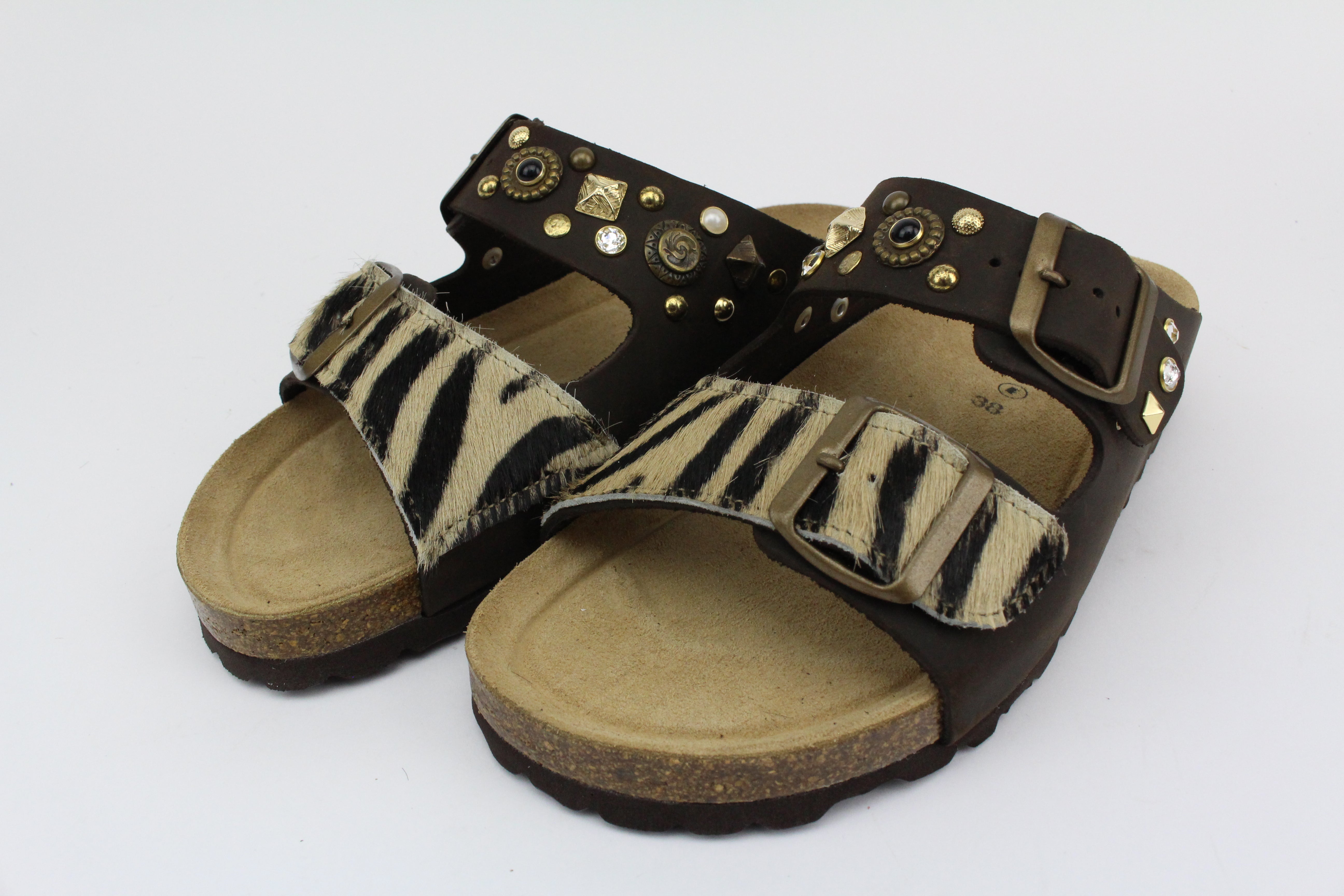 Sandali Brown Zebrate & Borchie
