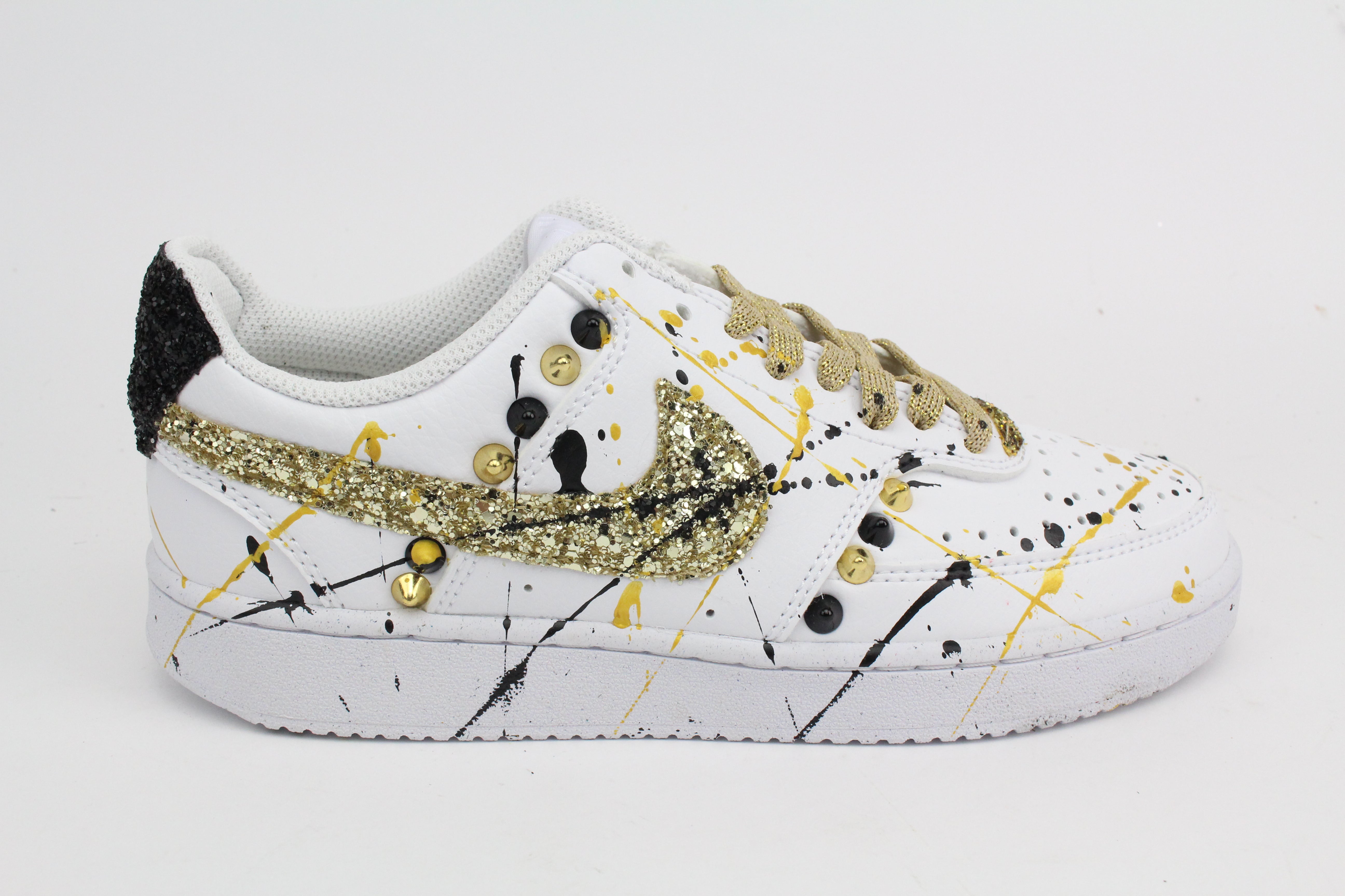 Nike Court Vision Low Colours Borchie & Glitter Oro