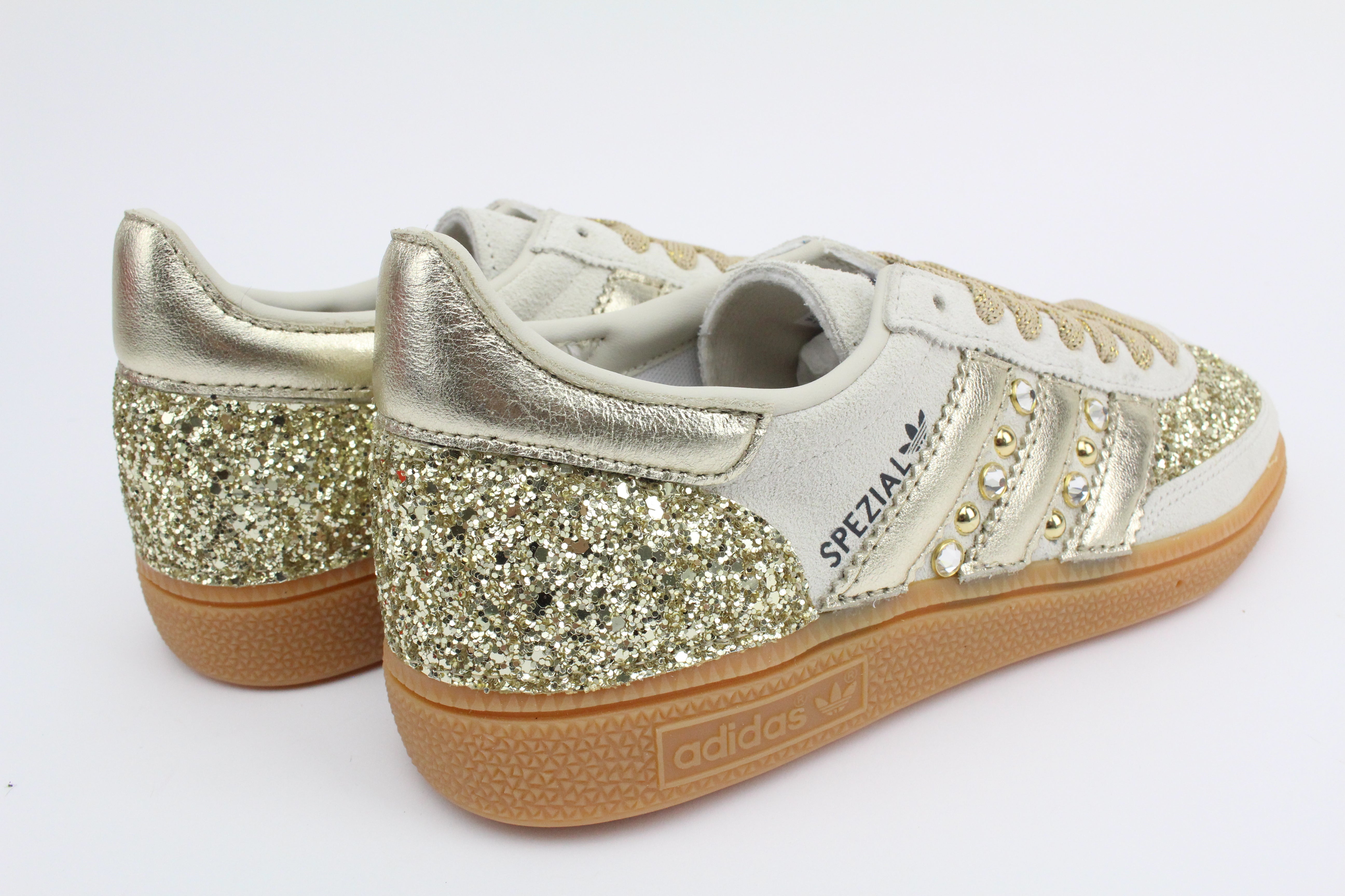 Adidas Original SPEZIAL ALUMIN/CBLACK Glitter Oro Borchie e Strass