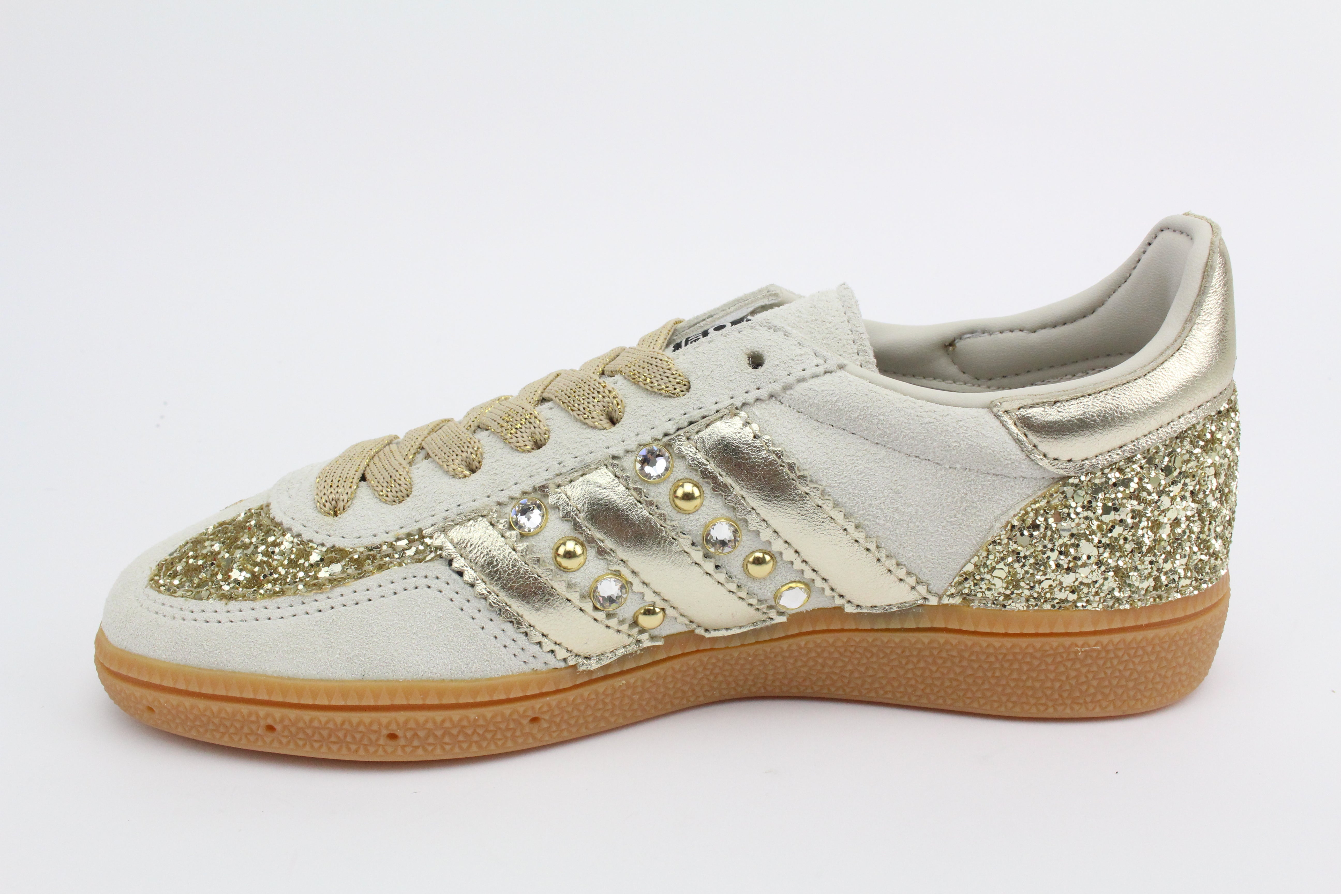 Adidas Original SPEZIAL ALUMIN/CBLACK Glitter Oro Borchie e Strass