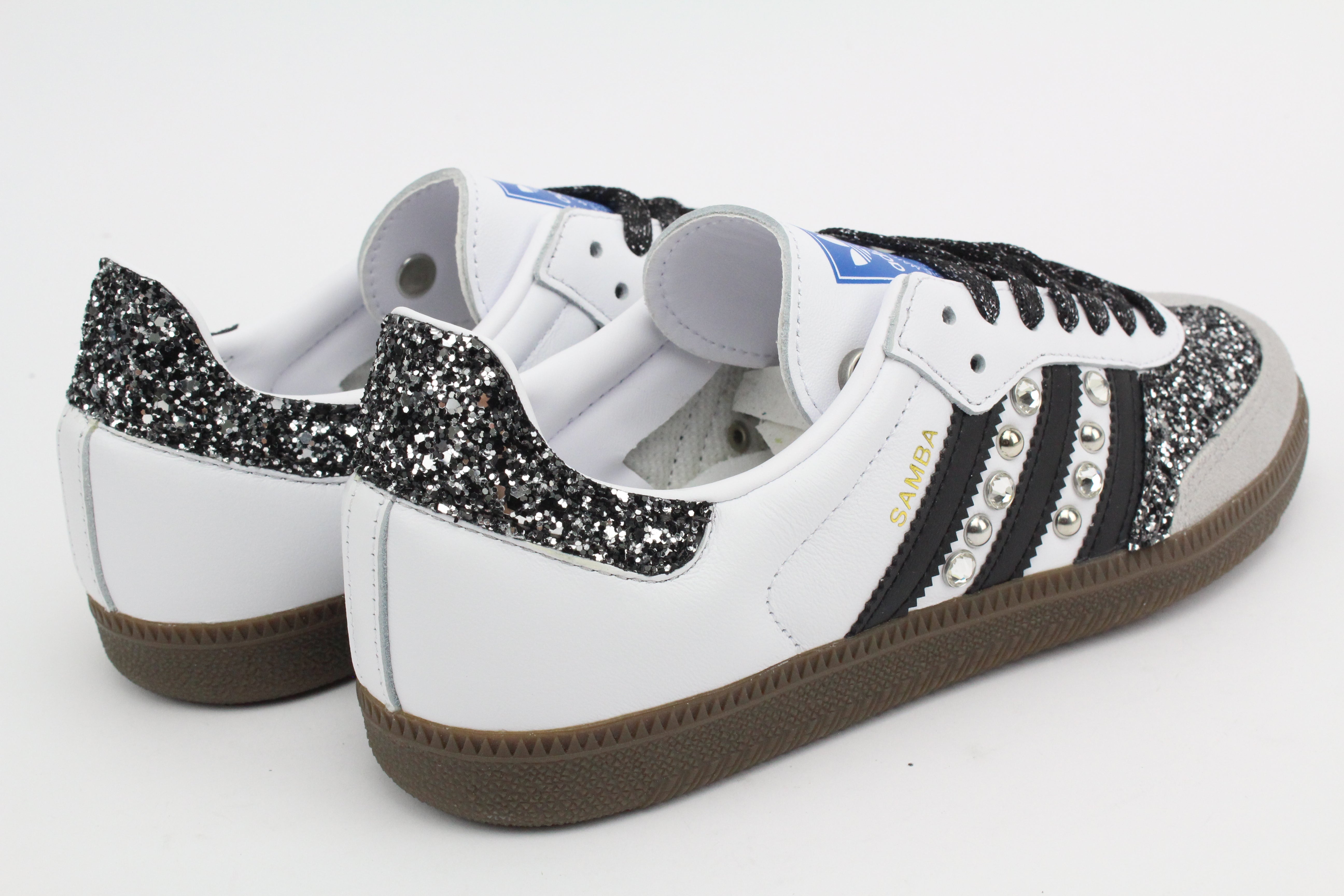 Adidas Original SAMBA Glitter Black Silver Borchie e Strass