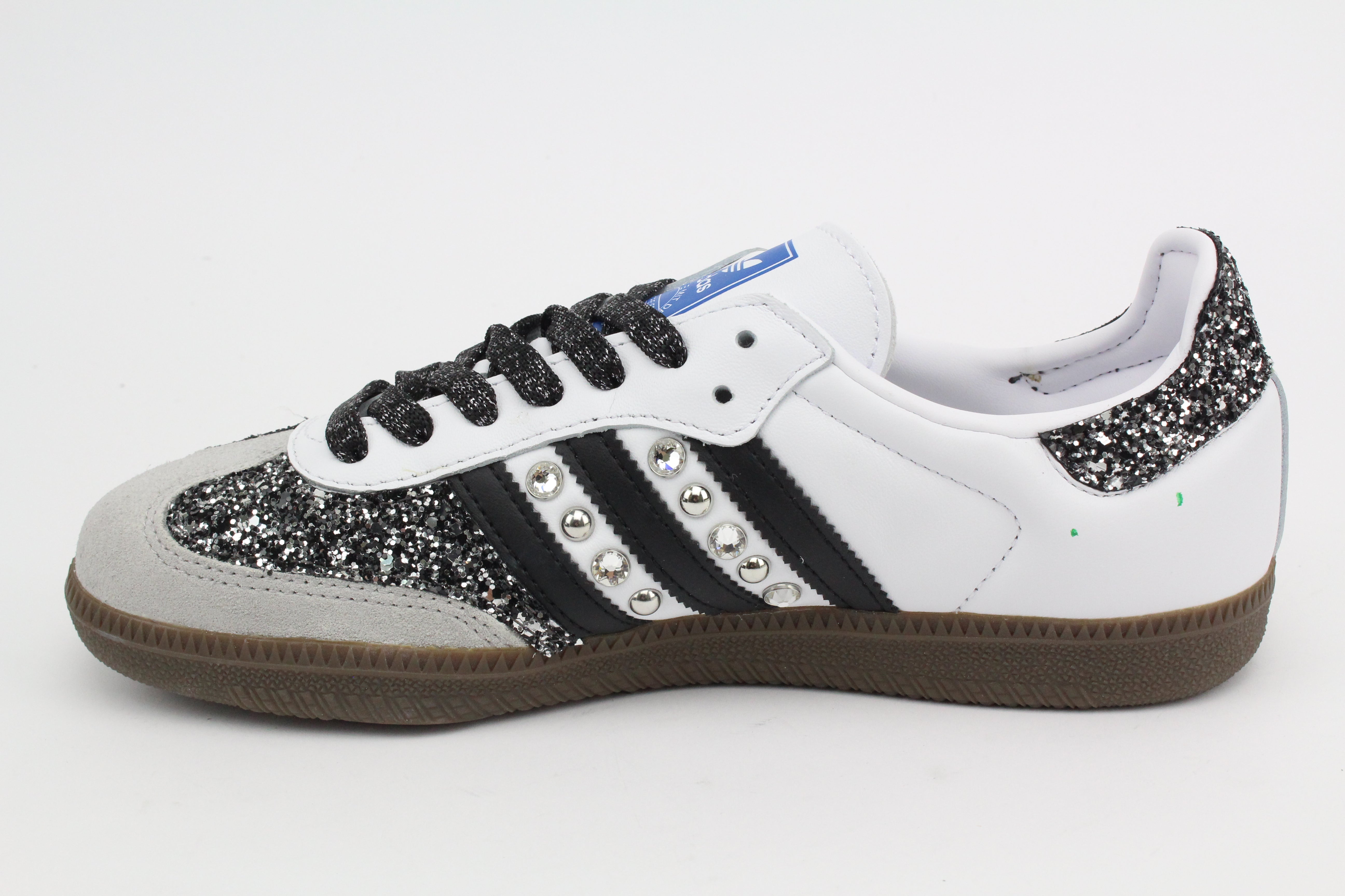 Adidas Original SAMBA Glitter Black Silver Borchie e Strass