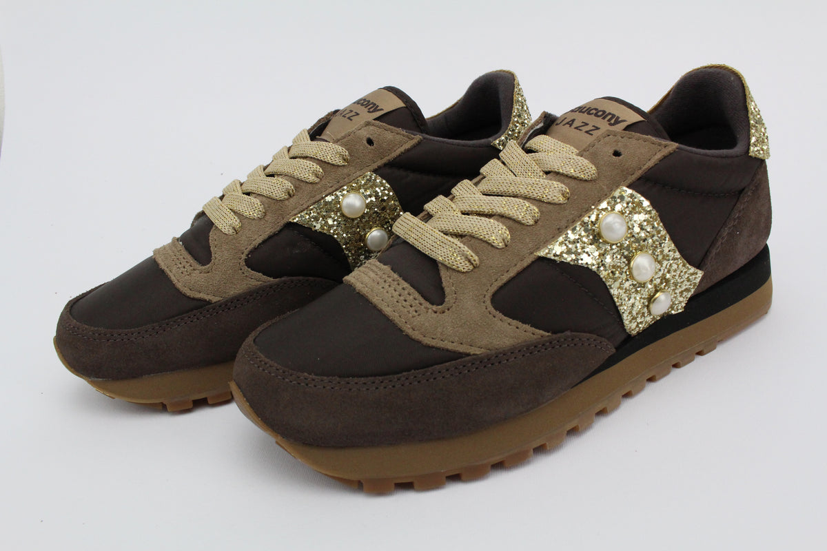 Saucony Jazz brown glitter oro e perle oro