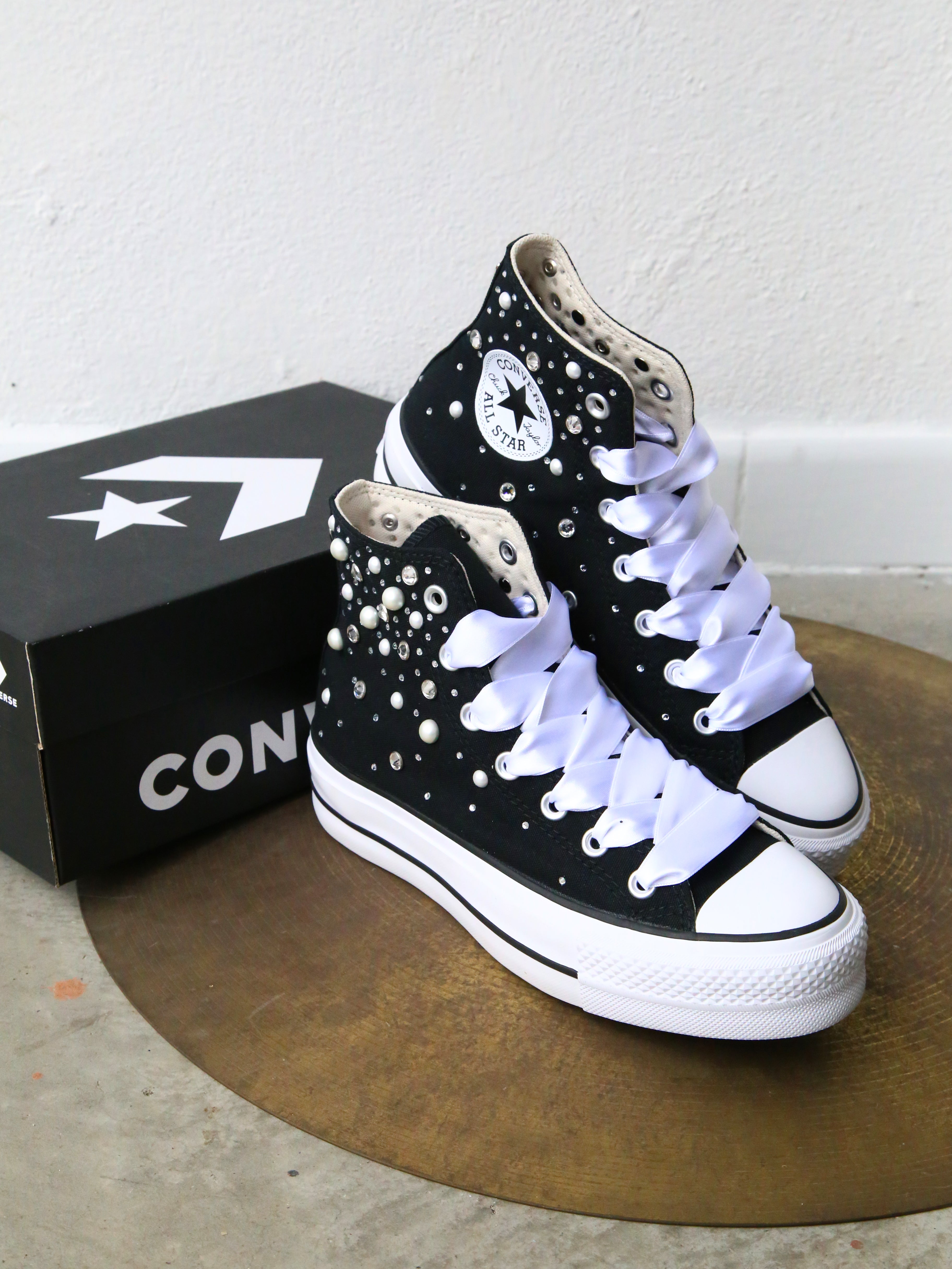 Converse All Star Platform Black Strass Termo Cristal & Perle