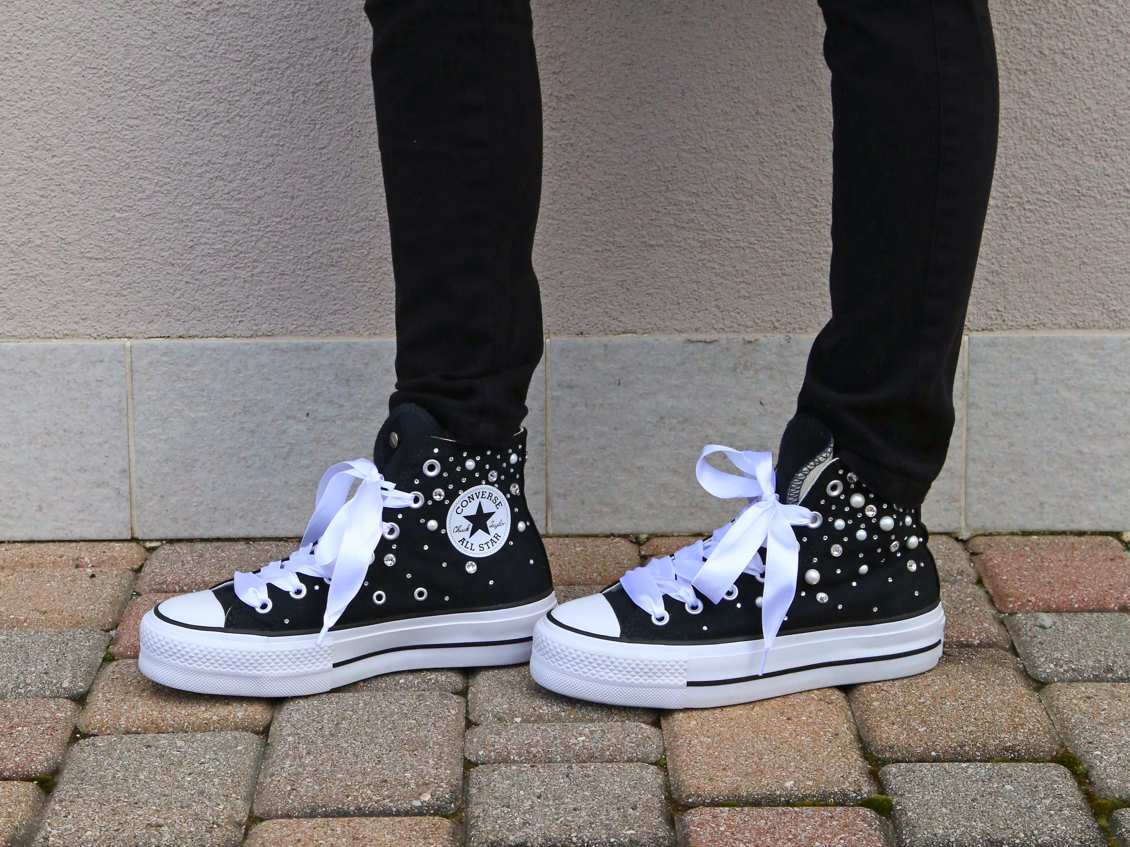Converse All Star Platform Black Strass Termo Cristal & Perle