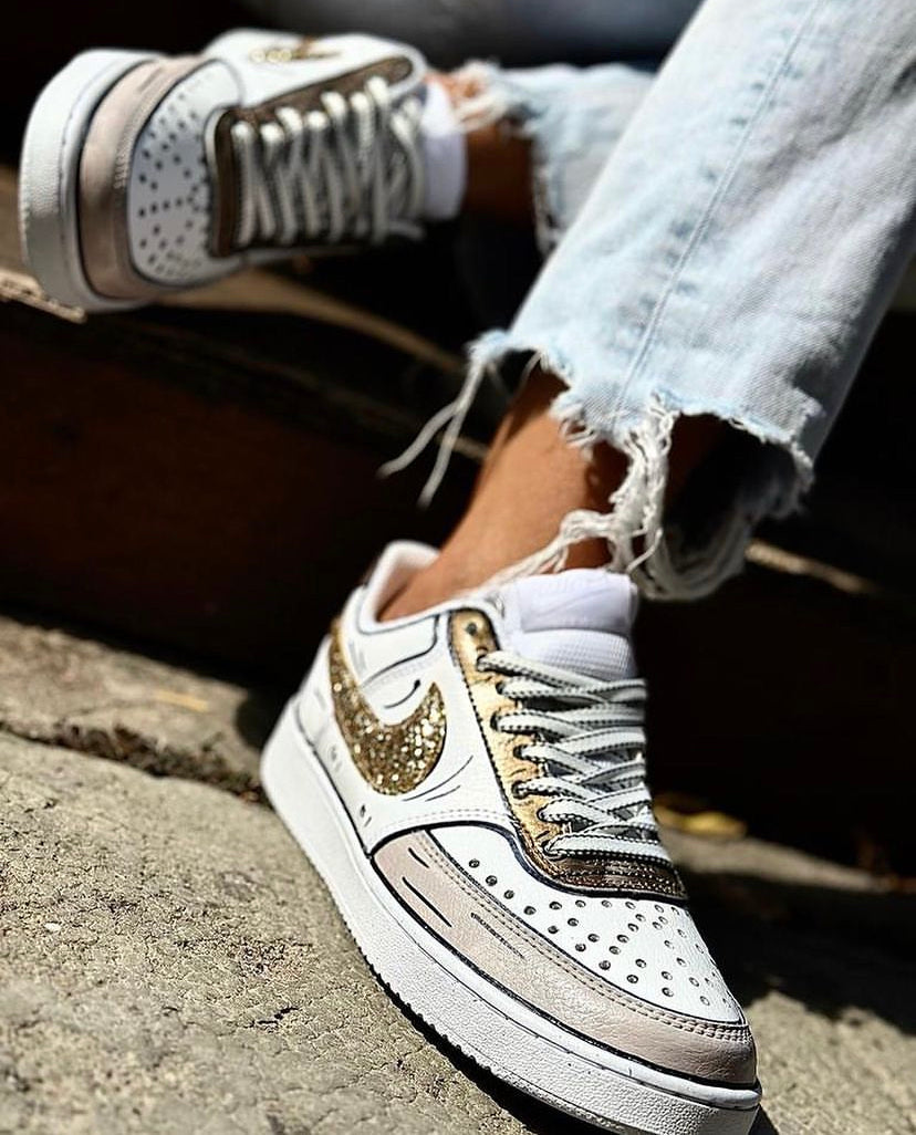 Nike Court Vision Low Cartoons Brown & Glitter