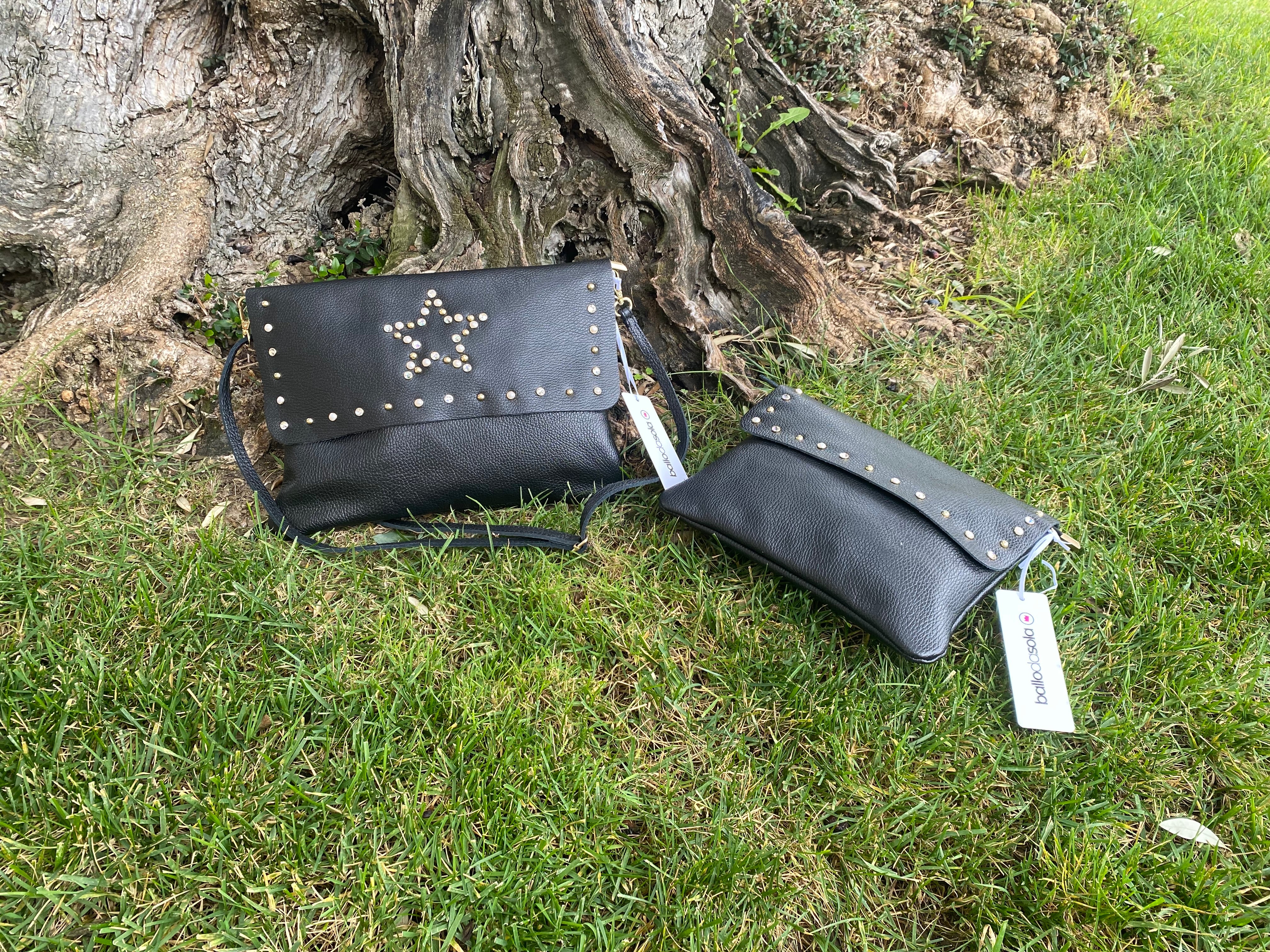 Pochette Pelle Strass & borchie e Stella