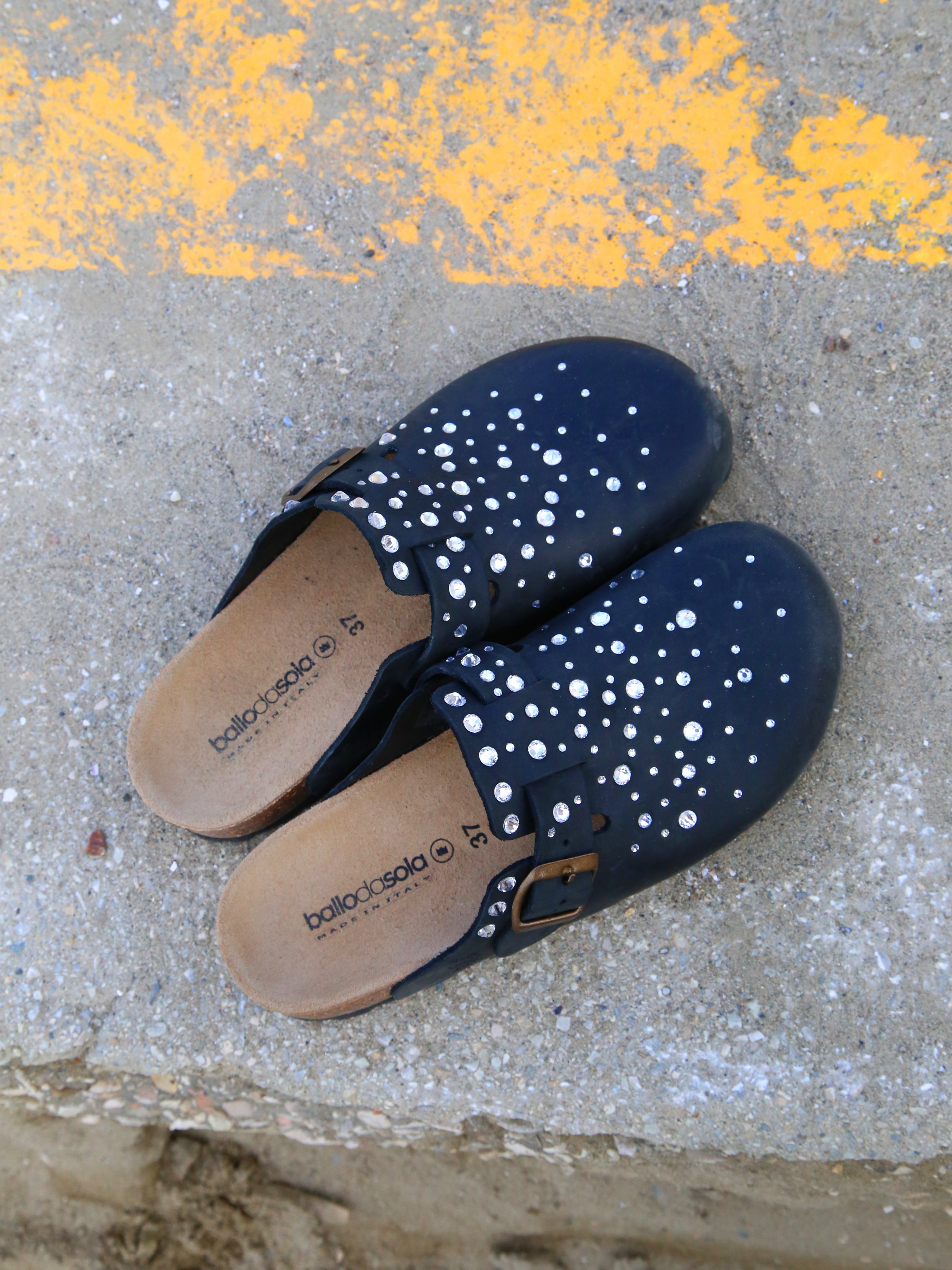 Sandali Sabot Pelle Strass Termo