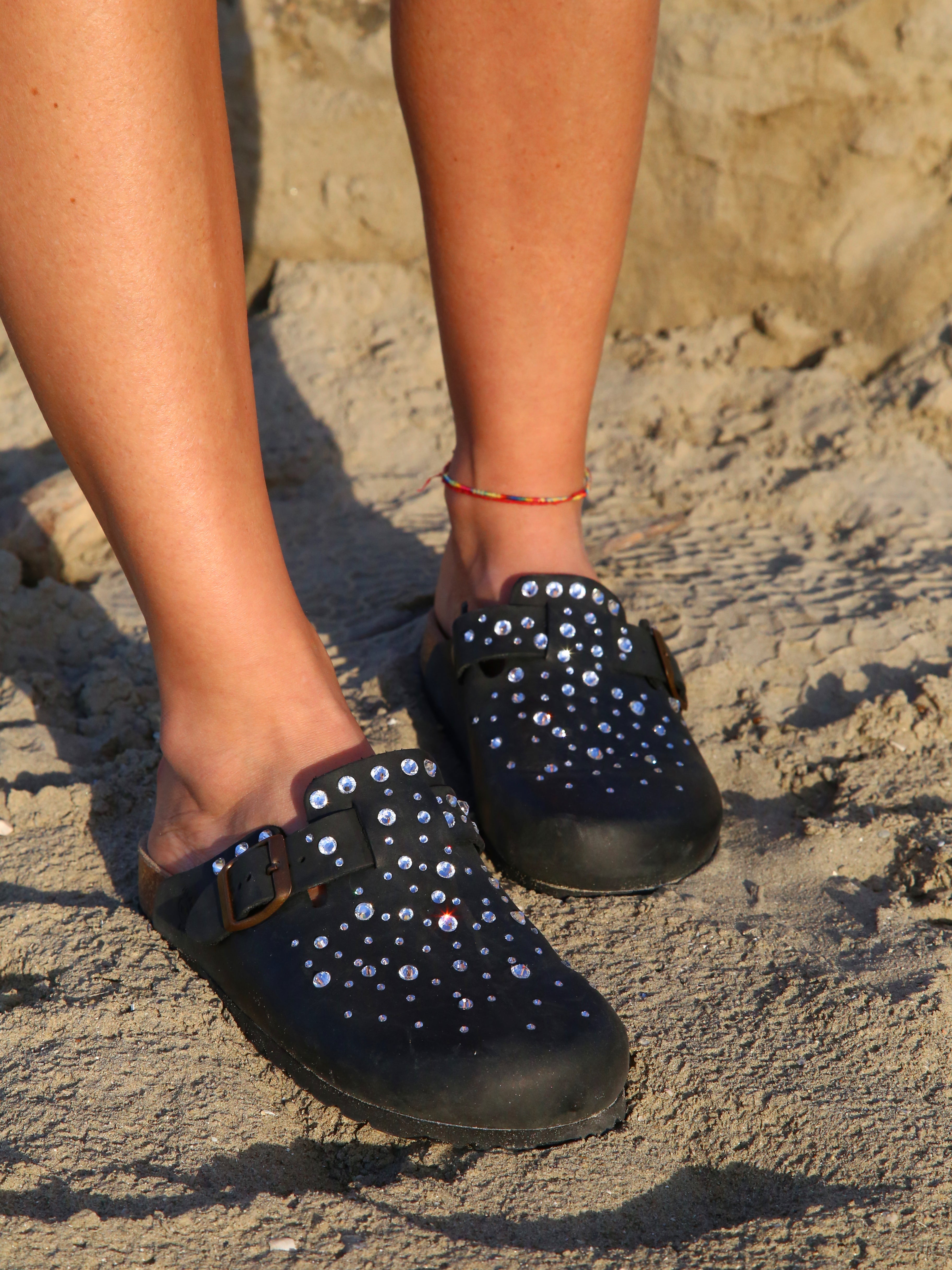 Sandali Sabot Pelle Strass Termo