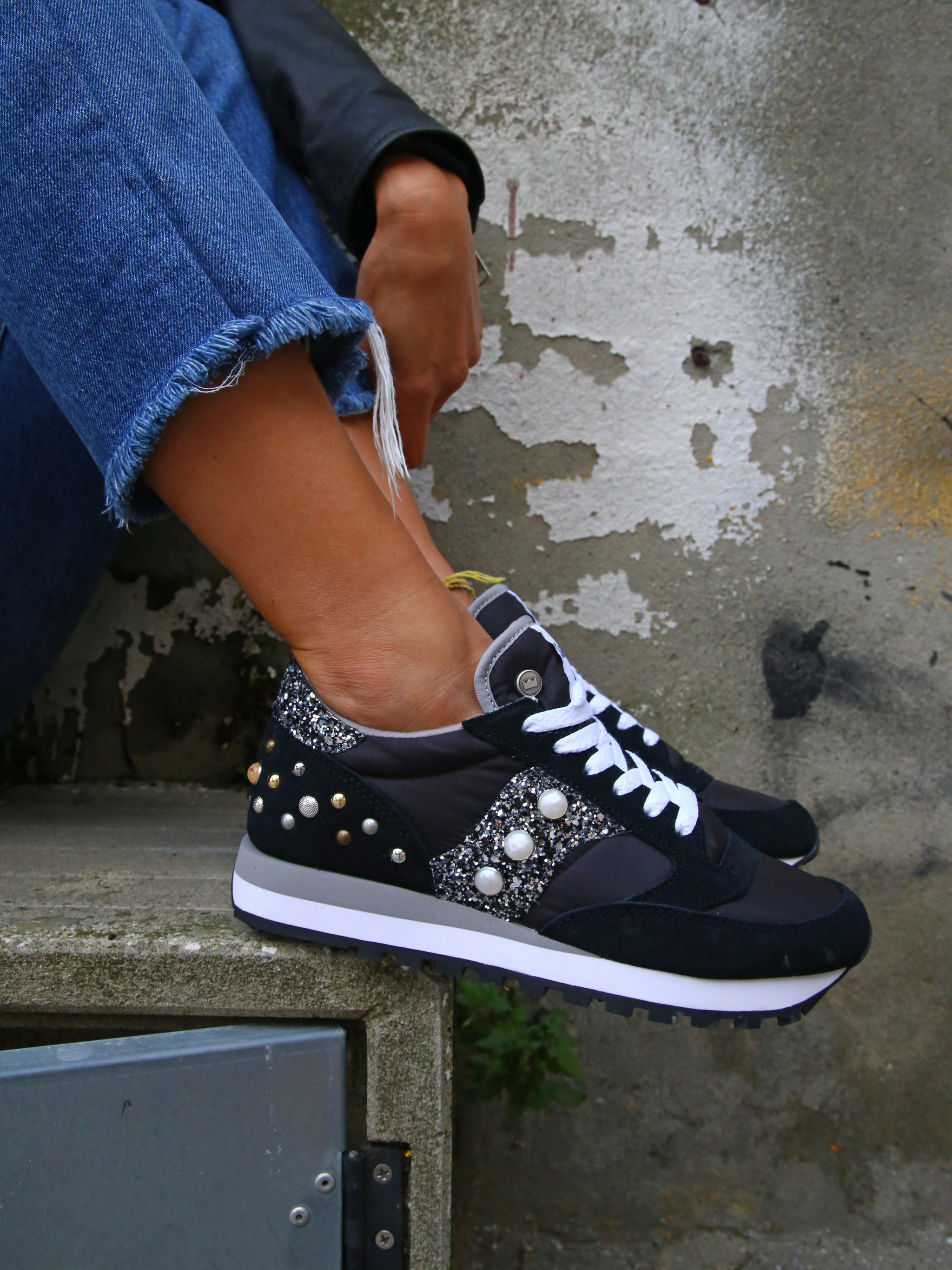 Saucony Jazz Black Silver Glitter Borchie/Perle