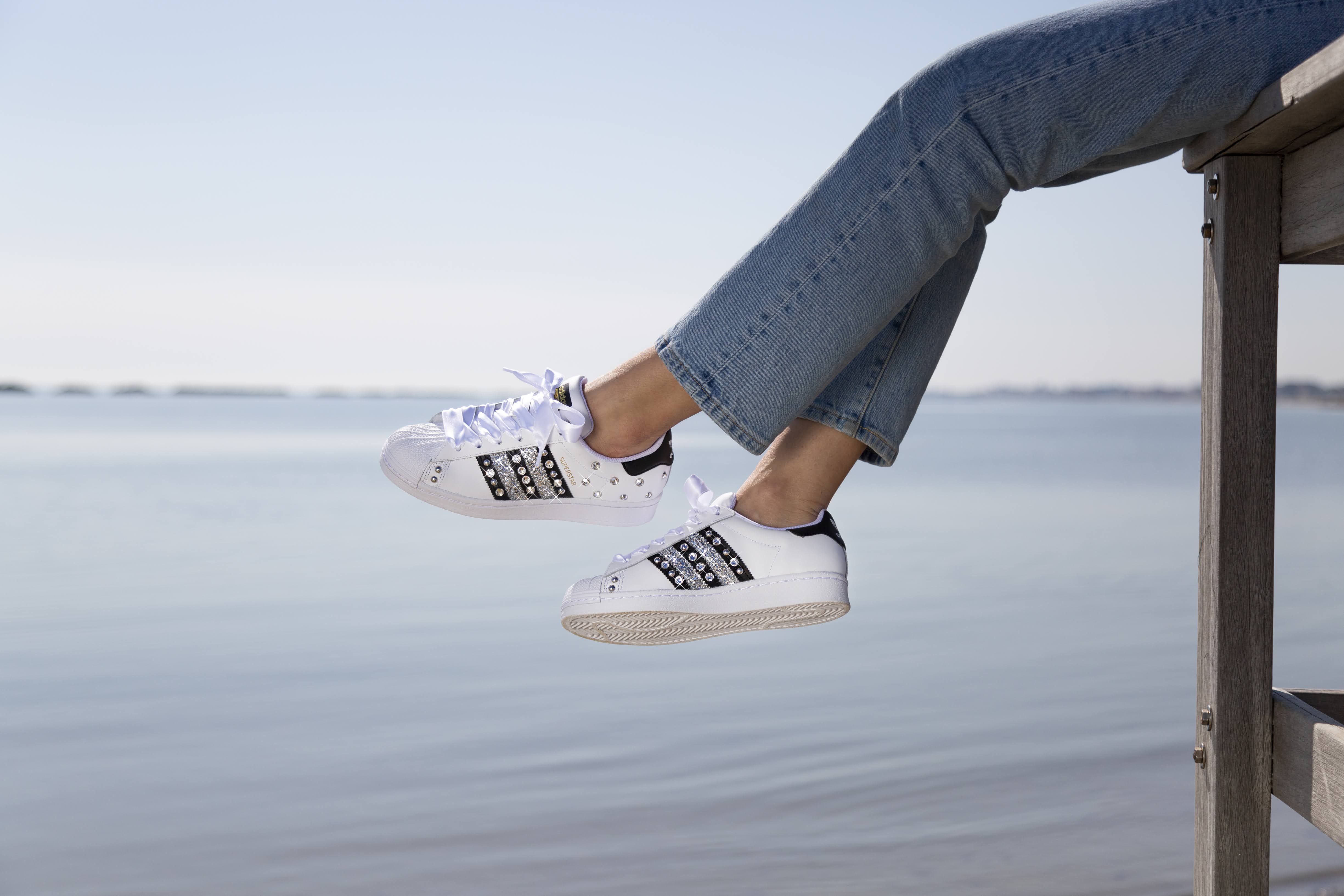 Adidas Superstar Strass Glitter & Lacci Raso