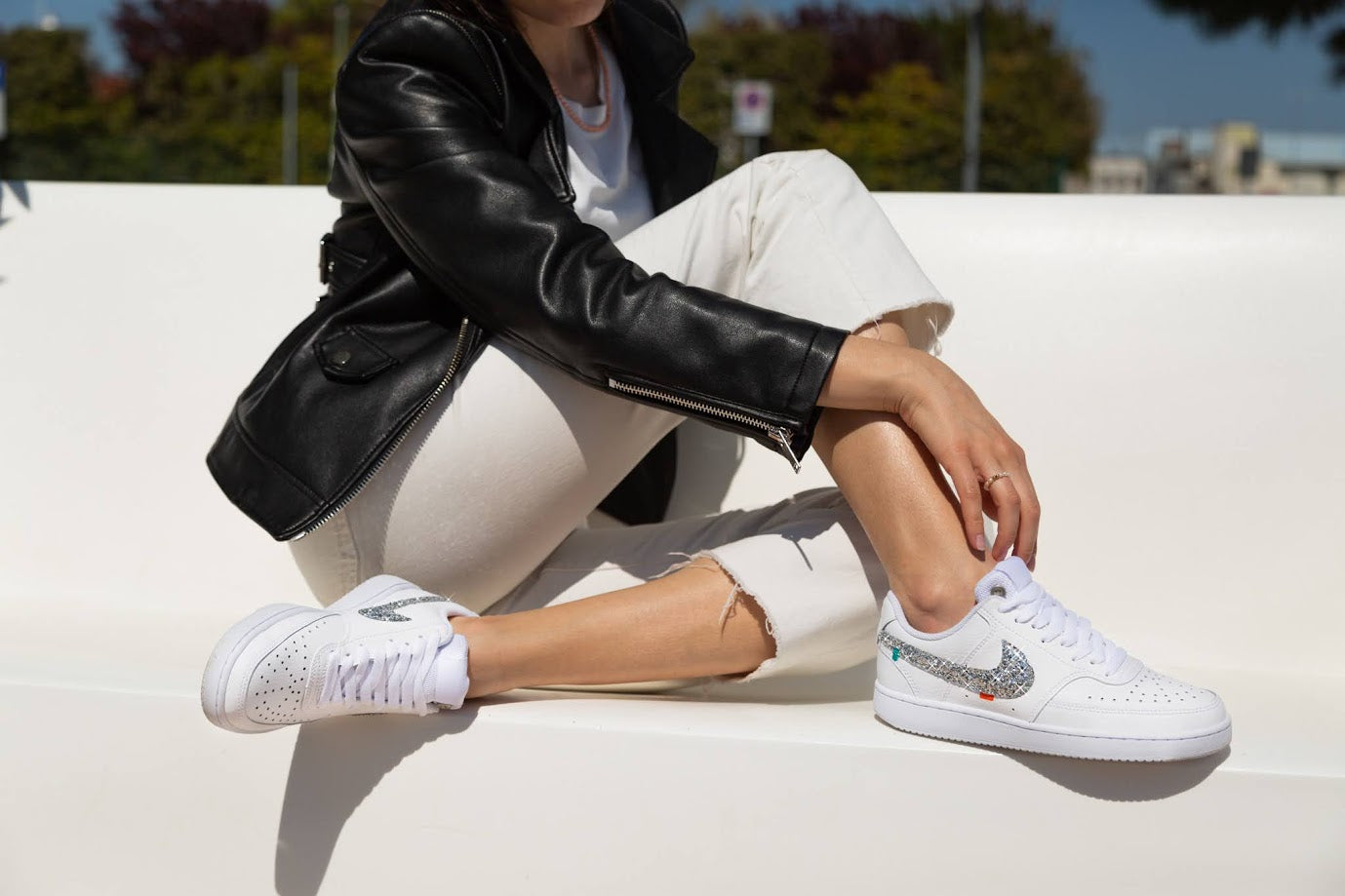 Nike Court Vision Low Silver Glitter & Ricami