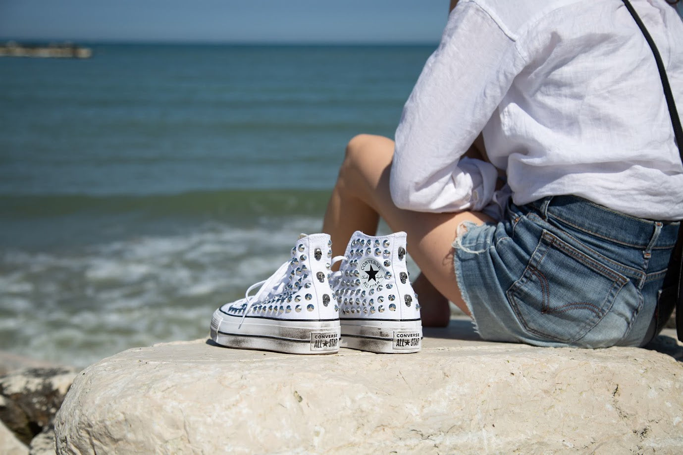 Converse All Star Platform White Total Borchie