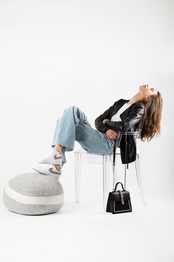 Nike Court Vision Low Black Silver Glitter & Strass