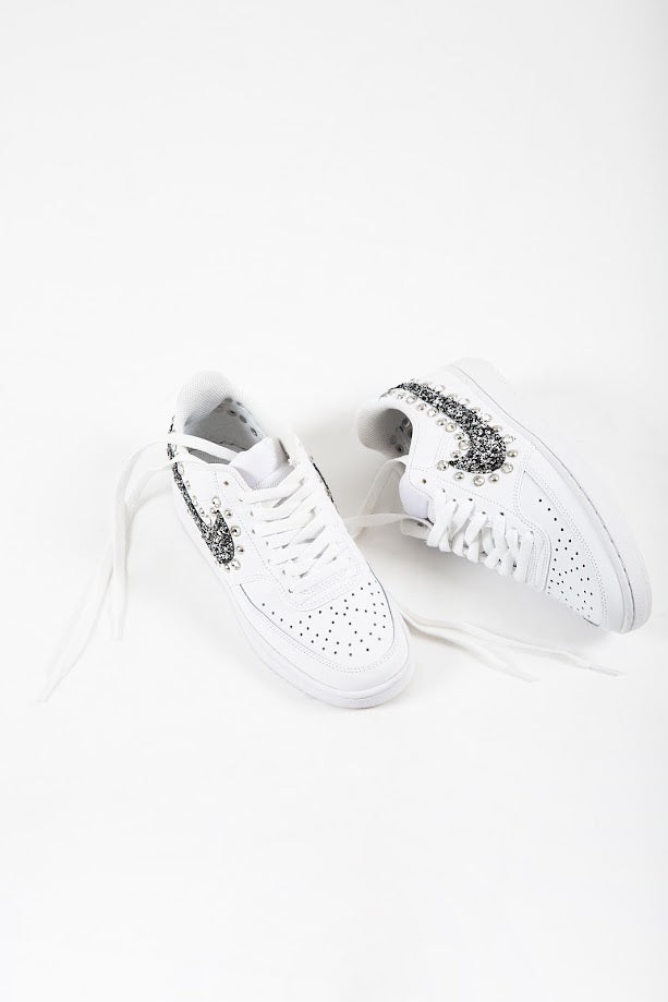Nike Court Vision Low Black Silver Glitter & Strass