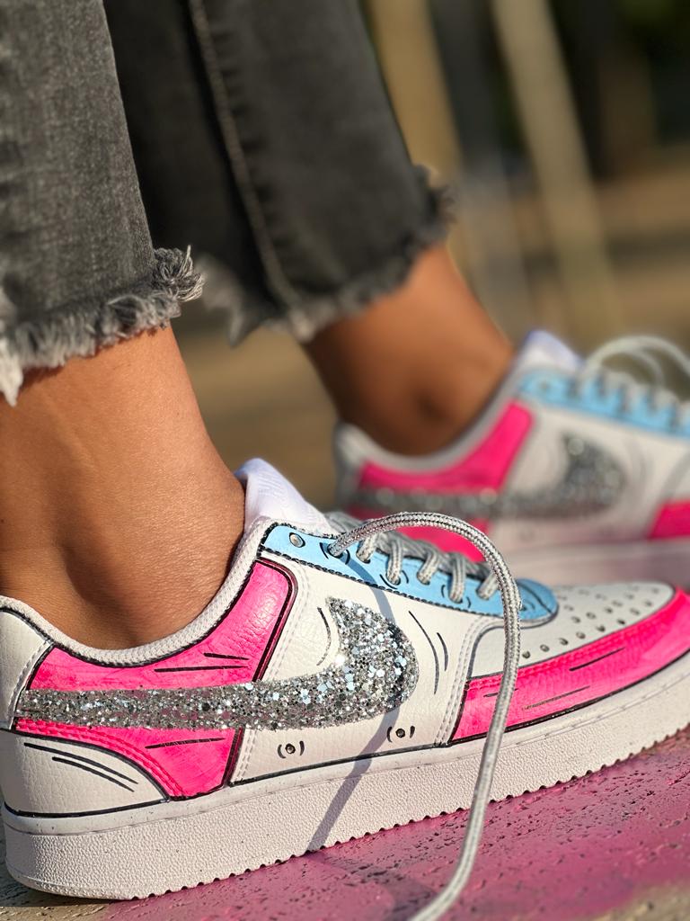 Nike Court Vision Low Cartoons Pink & Glitter