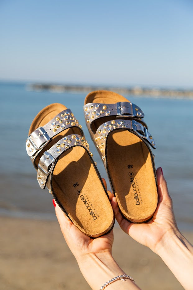 Sandali Gold Strass & Borchie