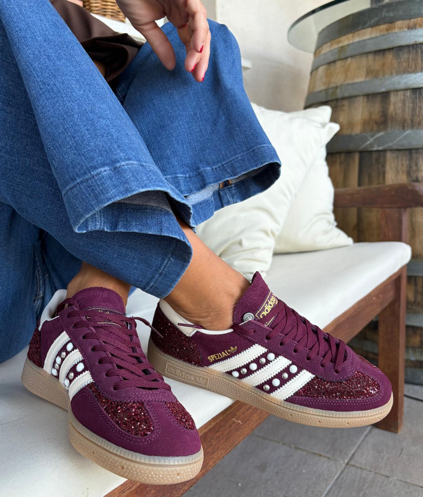 Adidas Original SPEZIAL MAROON/CREWHT glitter bordeaux perle & borchie
