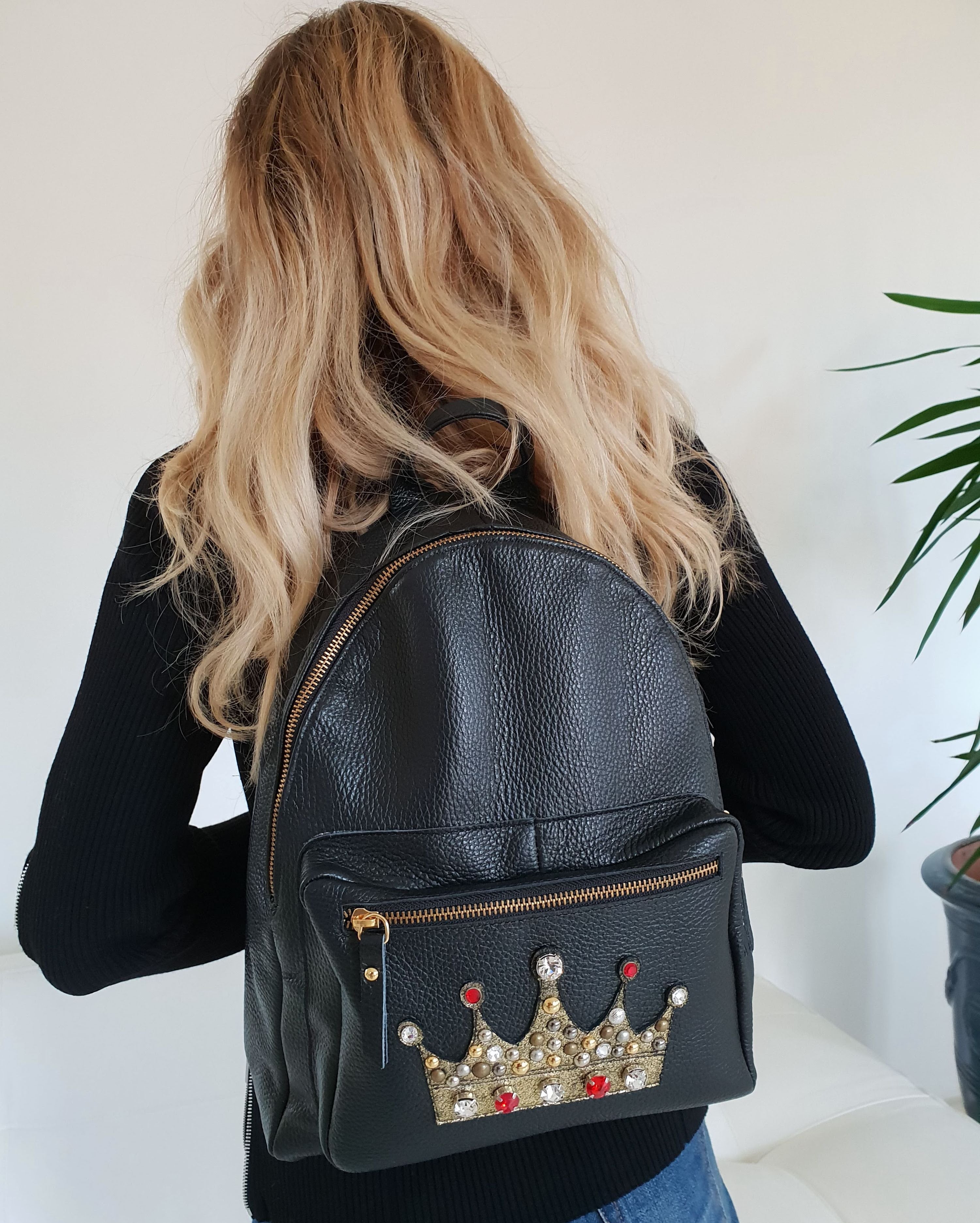 Zaino Pelle Nera Corona