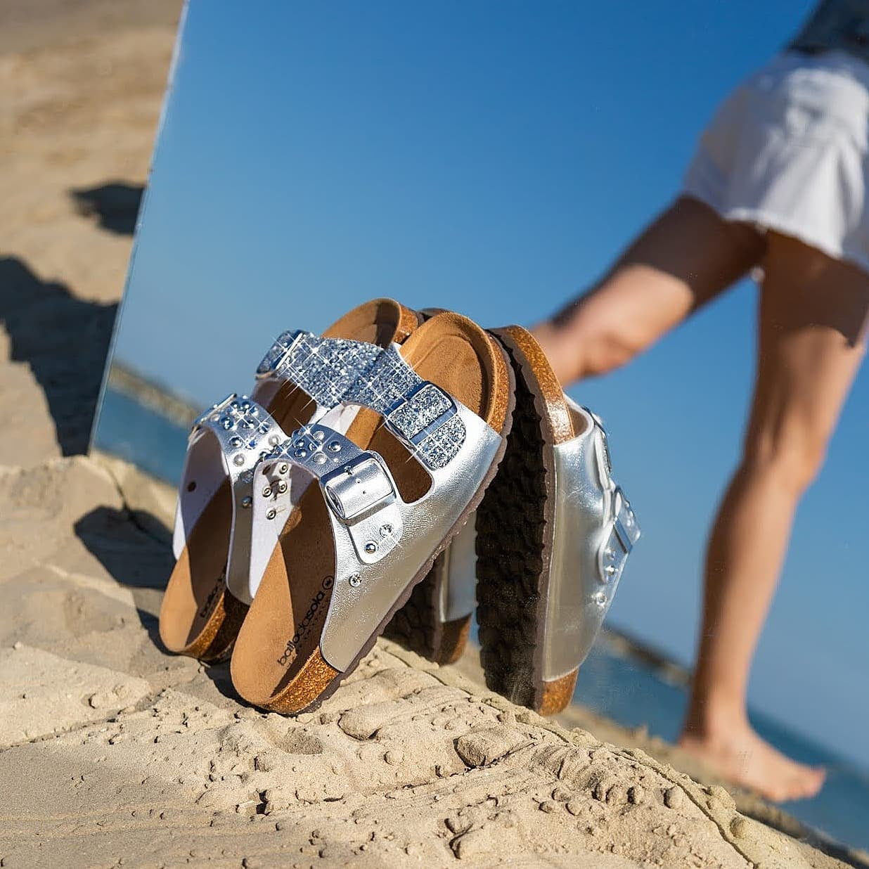 Sandali Silver Strass Borchie & Glitter