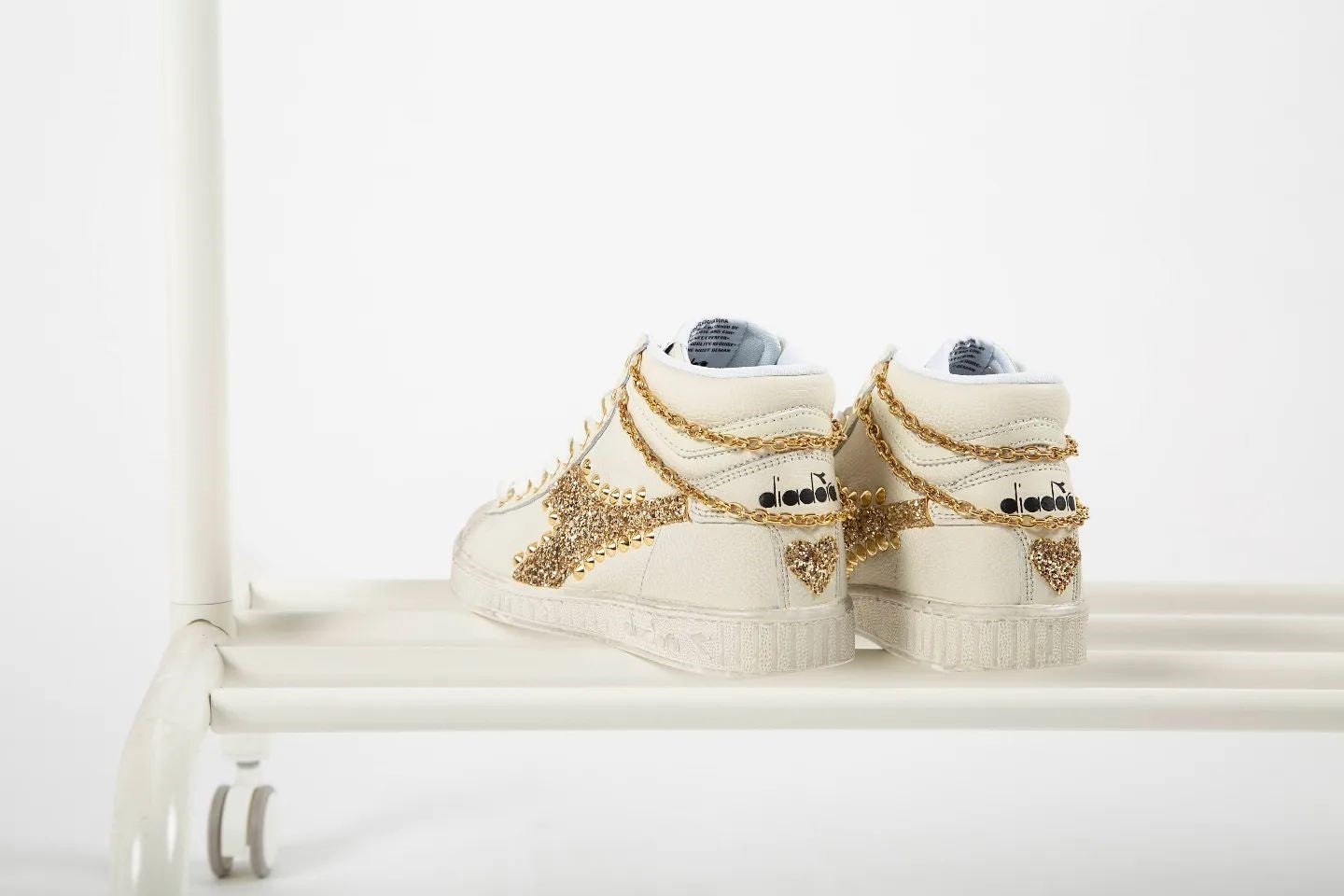 Diadora Game L High Waxed Glitter Oro Borchie & Catena