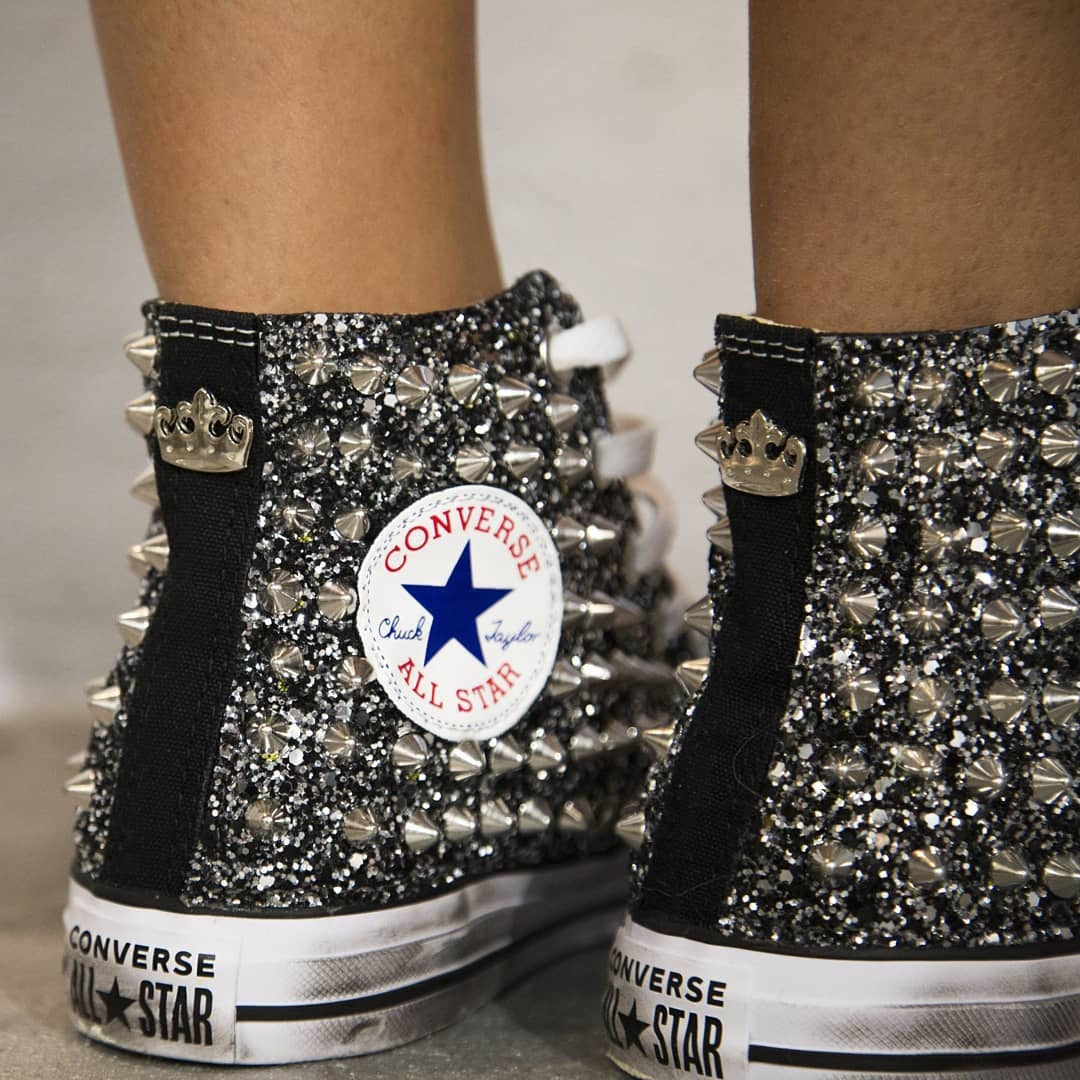 Converse All Star Black Total Glitter & Borchie