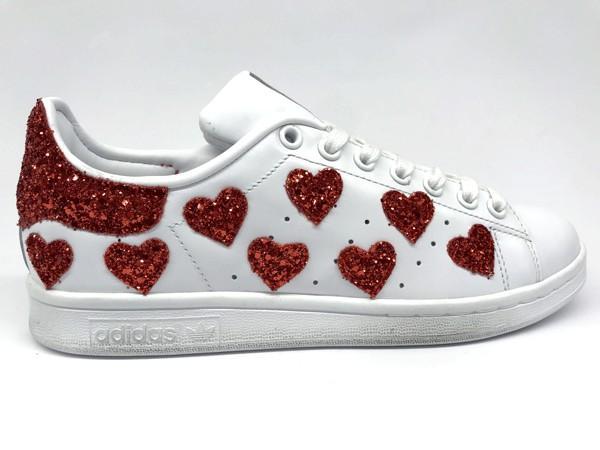 Adidas Smith Smith con cuori in glitter rosso