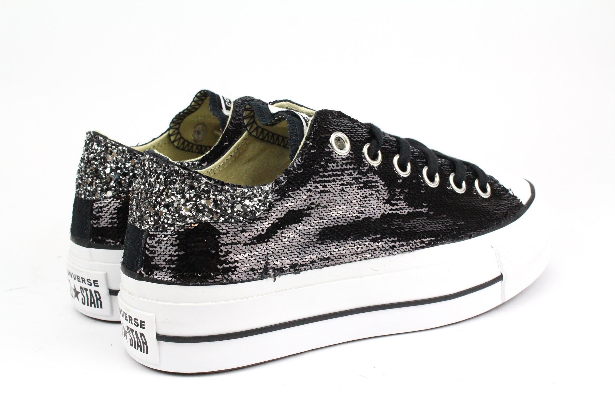 Converse All Star Platform Bassa Black Paillettes & Glitter