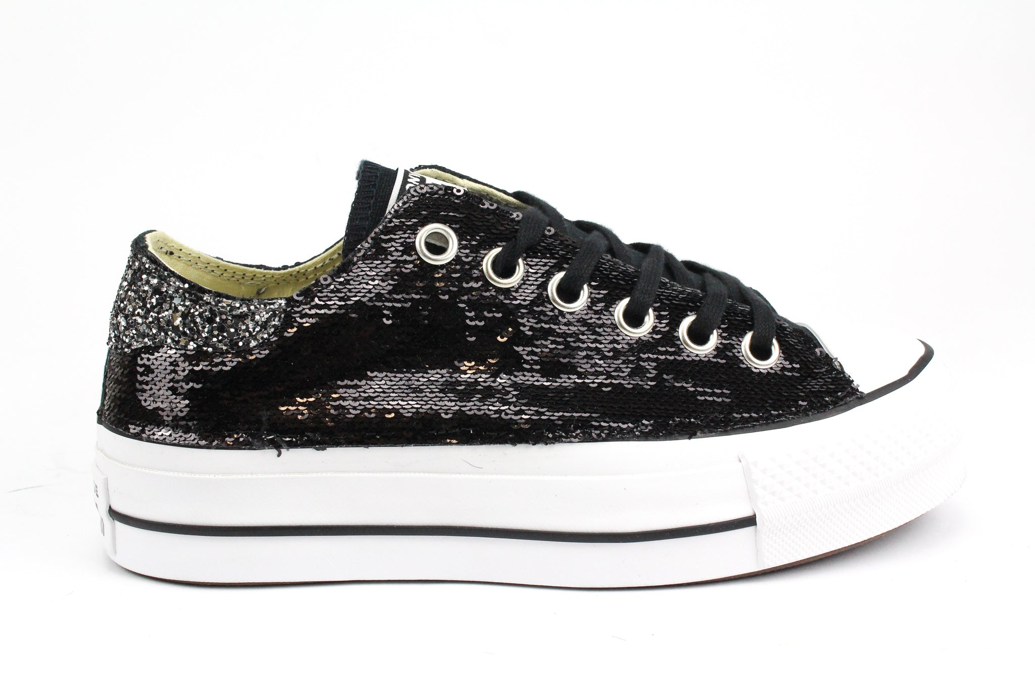 Converse All Star Platform Bassa Black Paillettes & Glitter
